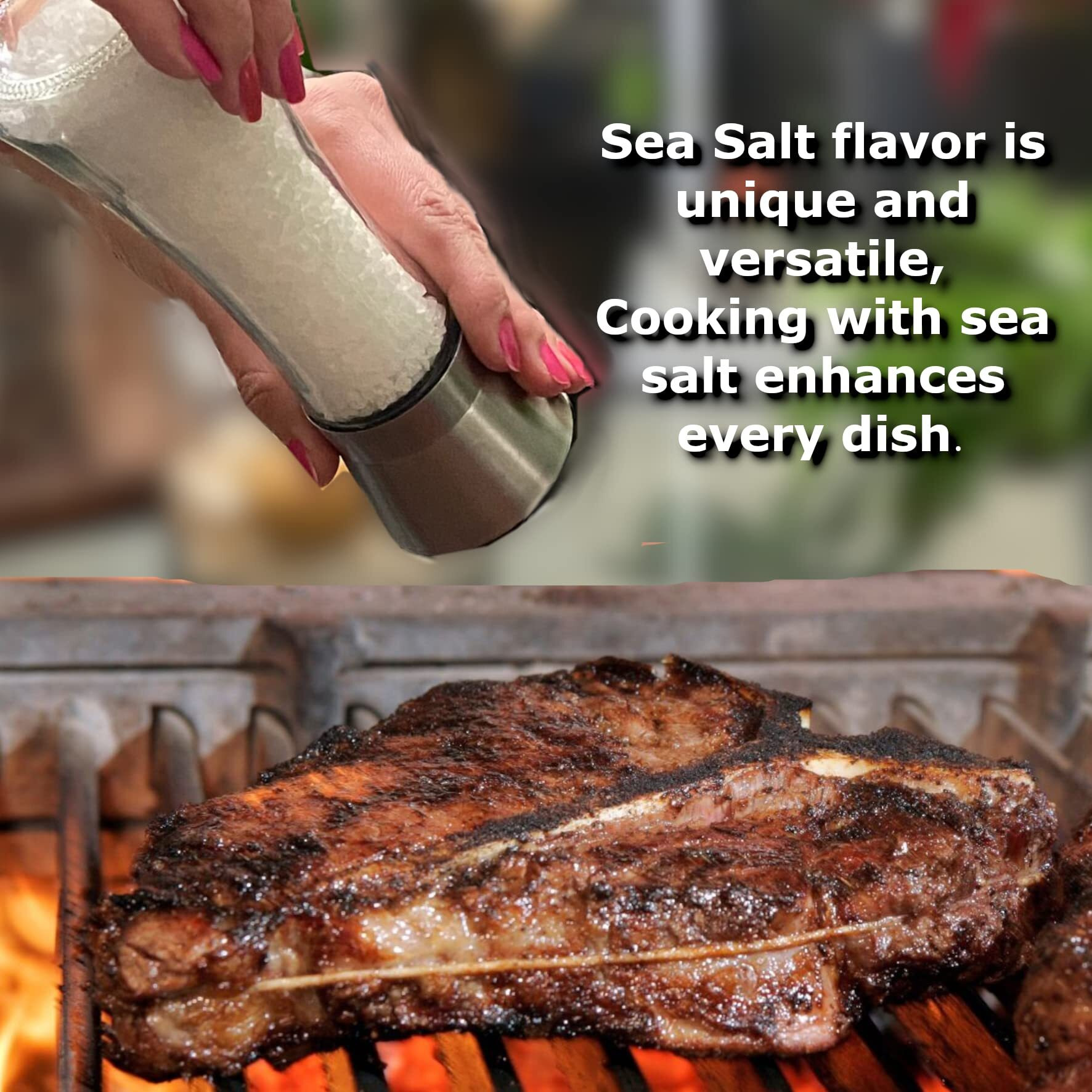 2 Lb Premium Caribbean Real Sea Salt For Grinder Refill 32Oz , Kosher Certified, Rock Salt For Grinder, Clean Sea Salt, Organic Salt Unrefined Natural Salt, Non-Iodized Salt, Gourmet, Grinder Refill, Sal Marina, Coarse Salt, Sal De Mar