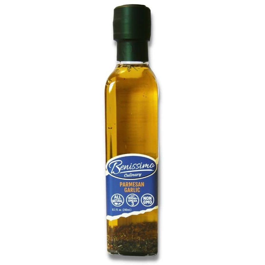 Benissimo Parmesan Garlic Herb Infused Oil, All Natural, Farm Fresh Herbs, Sizzle And Drizzle, 8.1 Fl Oz