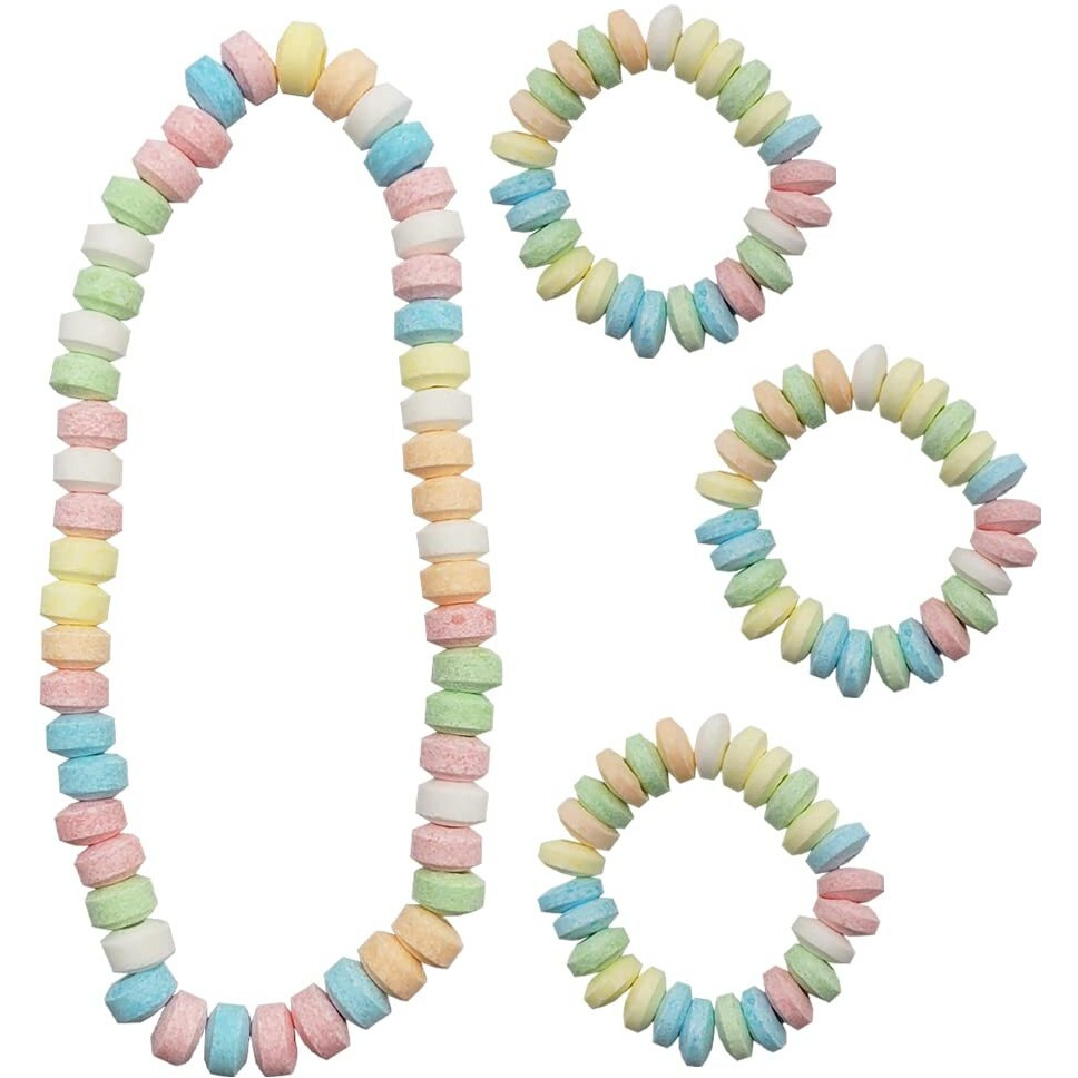 The Dreidel Company Stretchable Bracelet & Necklace Candy, Multicolor Fruit-Flavored Candy For Kids, And Party Flavors, Individually Wrapped (48-Pack)