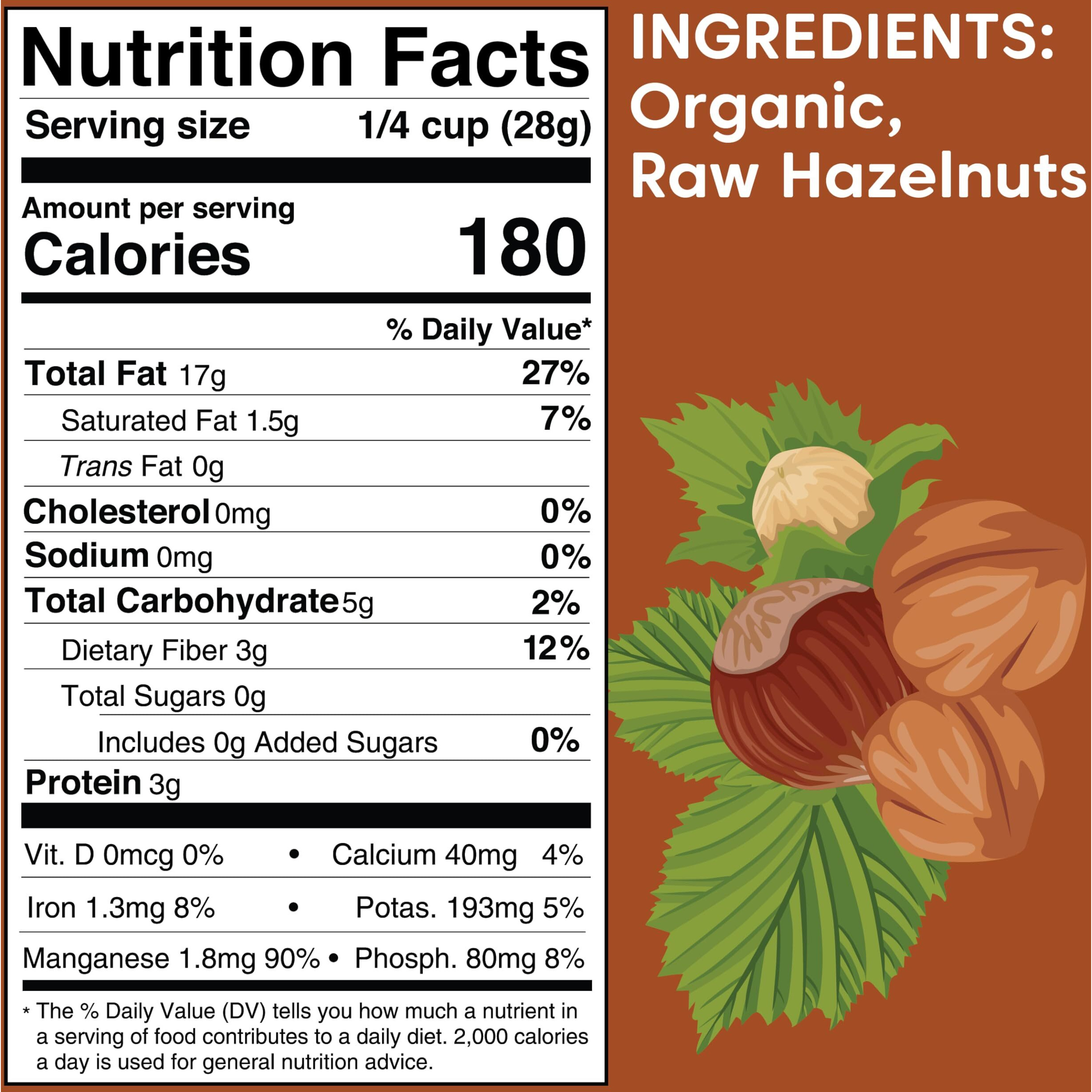Wilderness Poets, Organic, Pacific Northwest-Grown Hazelnuts - Raw, Whole Nuts With Skins, No Shells (8 Ounce)