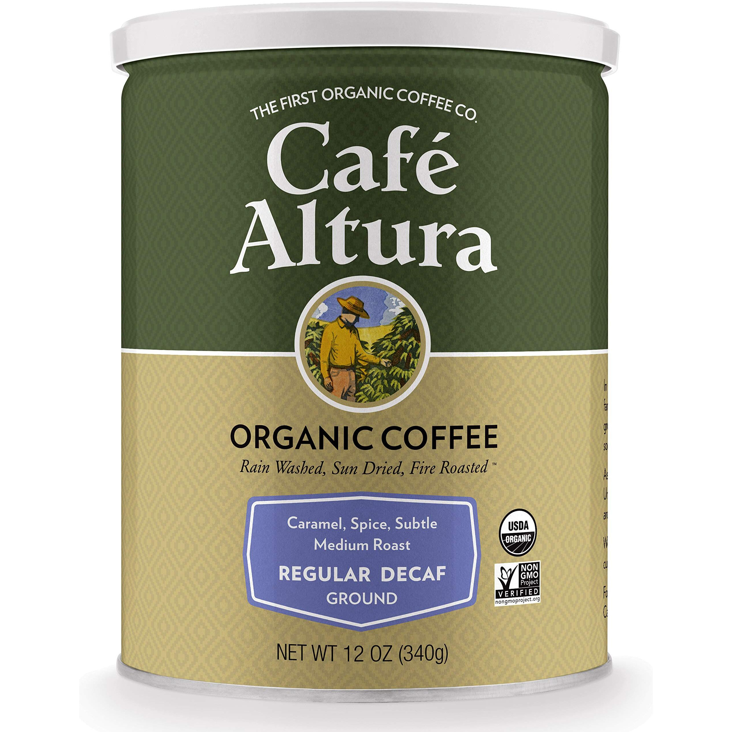 Cafe Altura Organic Coffee, Regular Roast Decaf, Ground Coffee, 12 Ounce Can