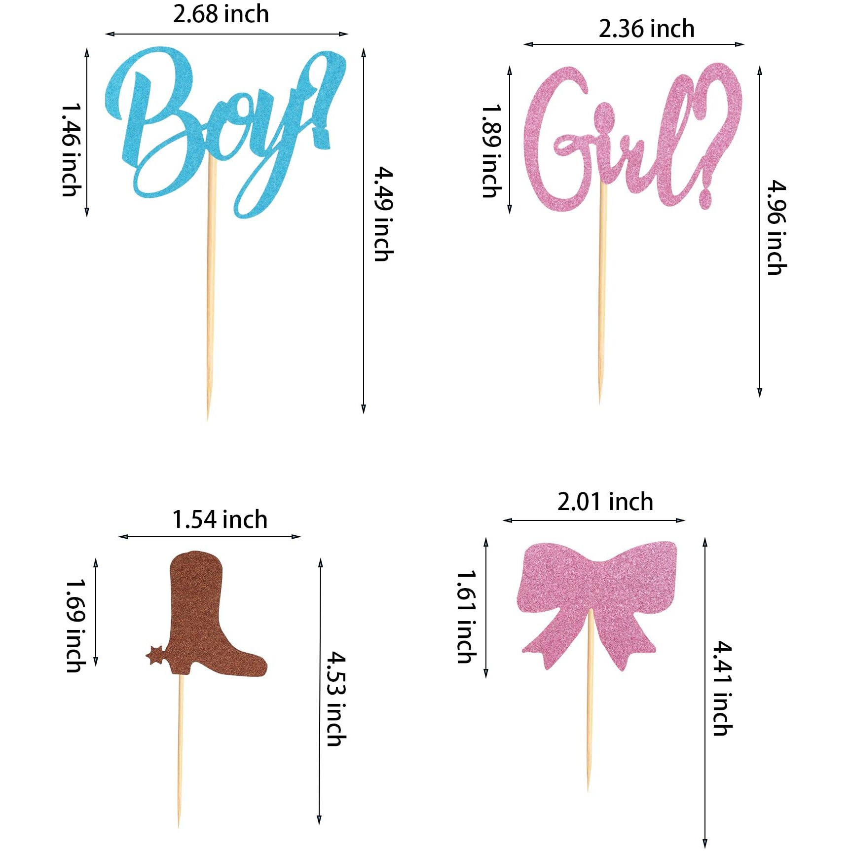 Arthsdite 48Pcs Boy Or Girl Cupcake Toppers Boots Or Bows Gender Reveal Cupcake Picks Baby Shower Cake Topper Decorations For Kids Birthday Party Cake Decorations Supplies