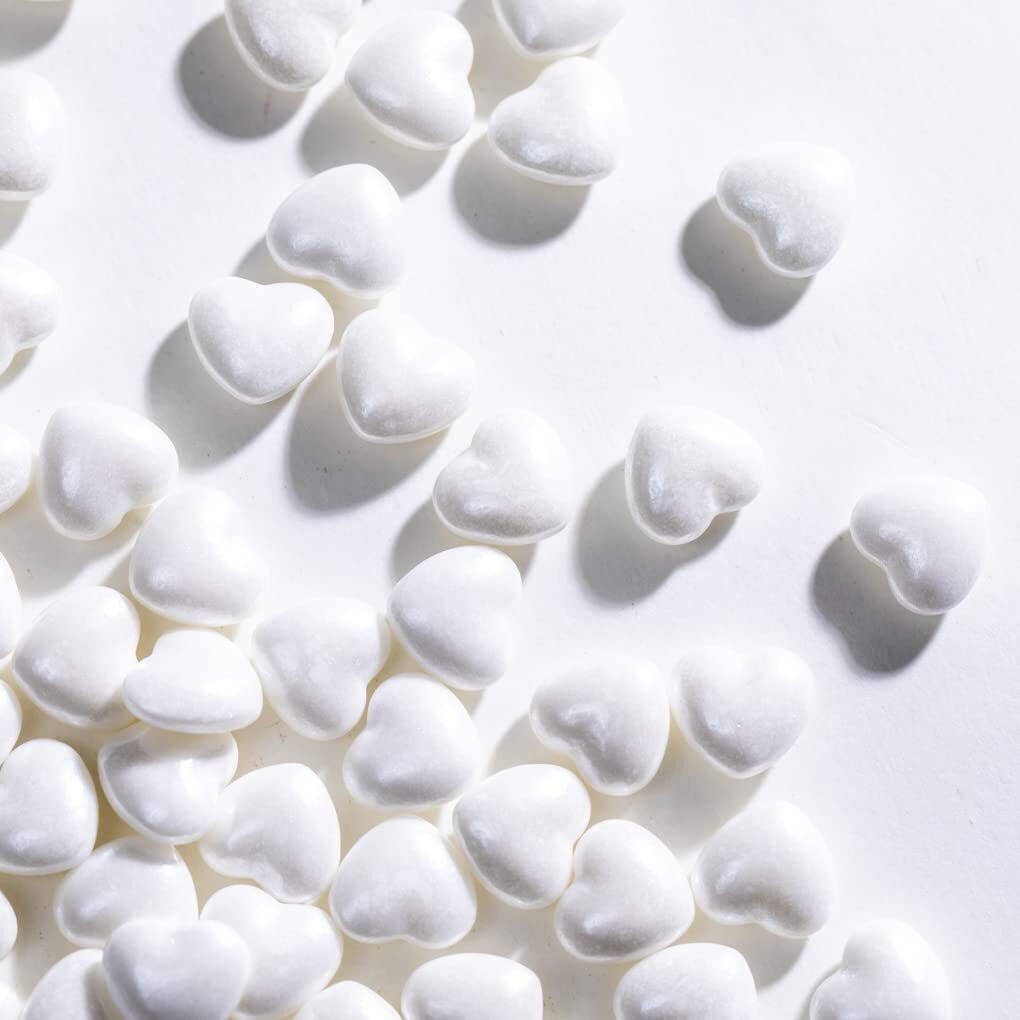 White Sprinkles,Heart-Shaped Cake Sprinkles 130G 4.6Oz Cookie Sprinkles,Sugar Pearl, Edible Candy Pearls For Cake Cupcake Decorationg (White)