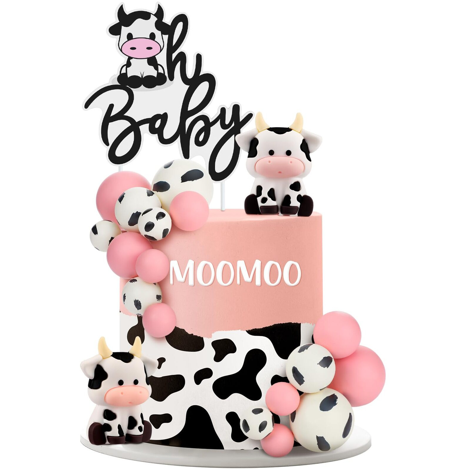 Pinkunn 13 Pcs Cow Baby Cake Topper Farm Cake Decor Cow Cake Decorations With Cow Miniature Figurines Animal Birthday Party For Cow Theme Baby Shower Boys Girls Birthday Party Cake Decorations