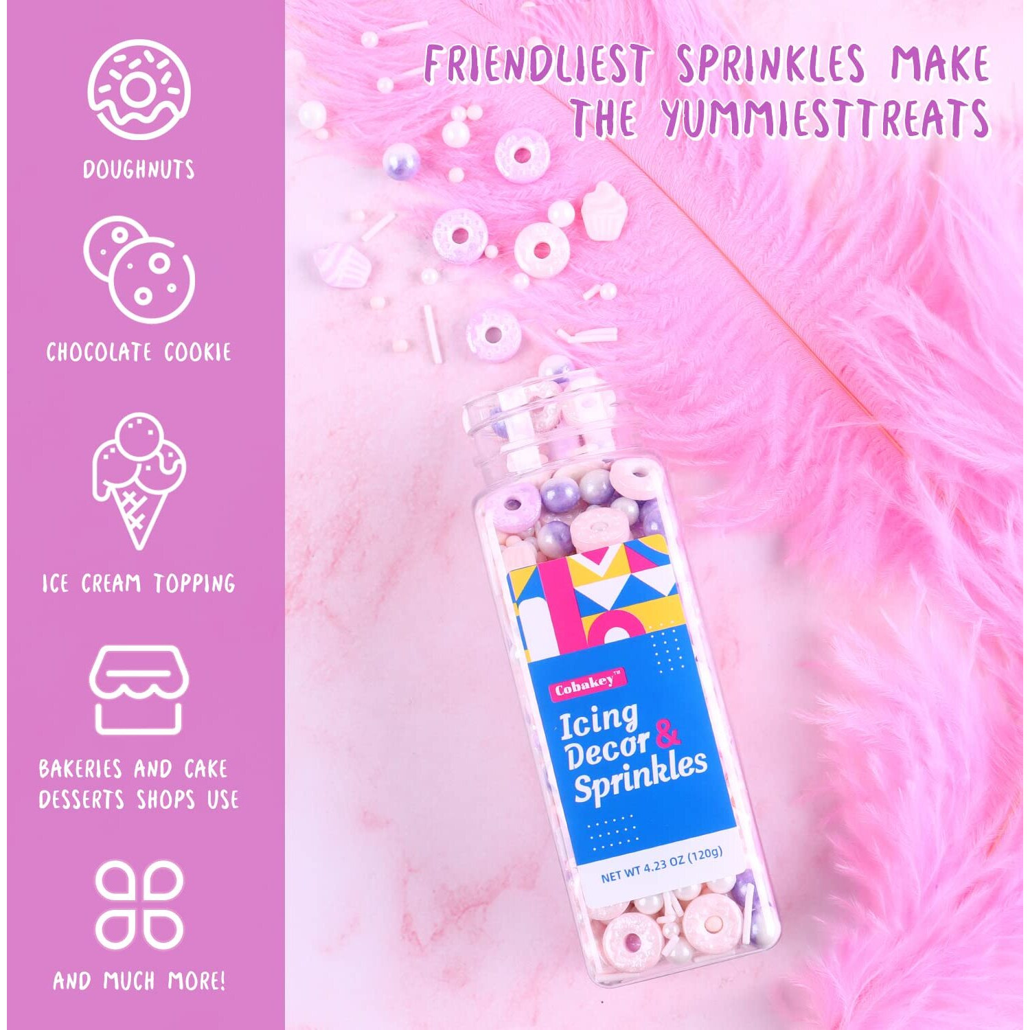 Sprinkles For Cake Decorating 4.2 Ounce Edible Sprinkles For Cookie Decorating, Cupcake Topper, Ice Cream, Candy, Parties, Chocolate (Macaron Doughnuts)