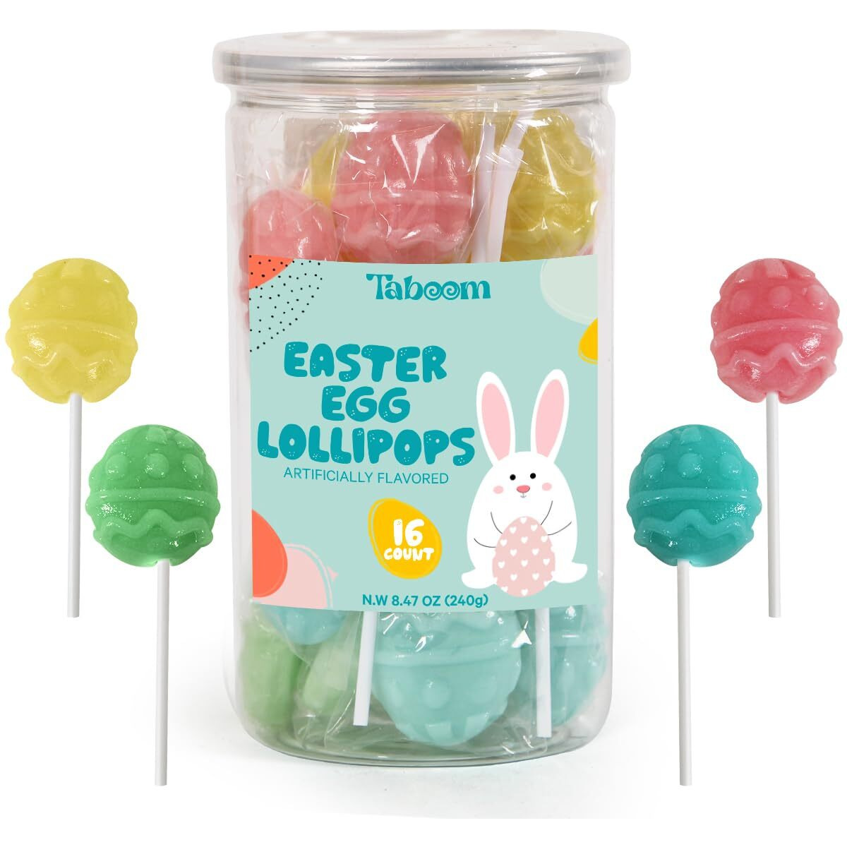 Easter Egg Lollipops Treats For Kids, School And Party Favor Bag Fillers - Bulk Easter Candy Individually Wrapped Easter Suckers For Easter Basket Stuffers And Spare Time Indulgence, 16 Count