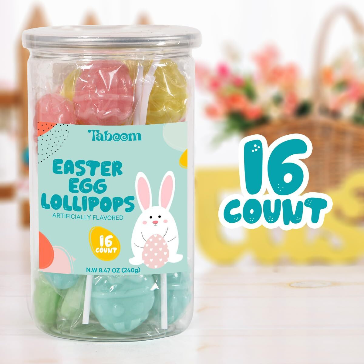 Easter Egg Lollipops Treats For Kids, School And Party Favor Bag Fillers - Bulk Easter Candy Individually Wrapped Easter Suckers For Easter Basket Stuffers And Spare Time Indulgence, 16 Count