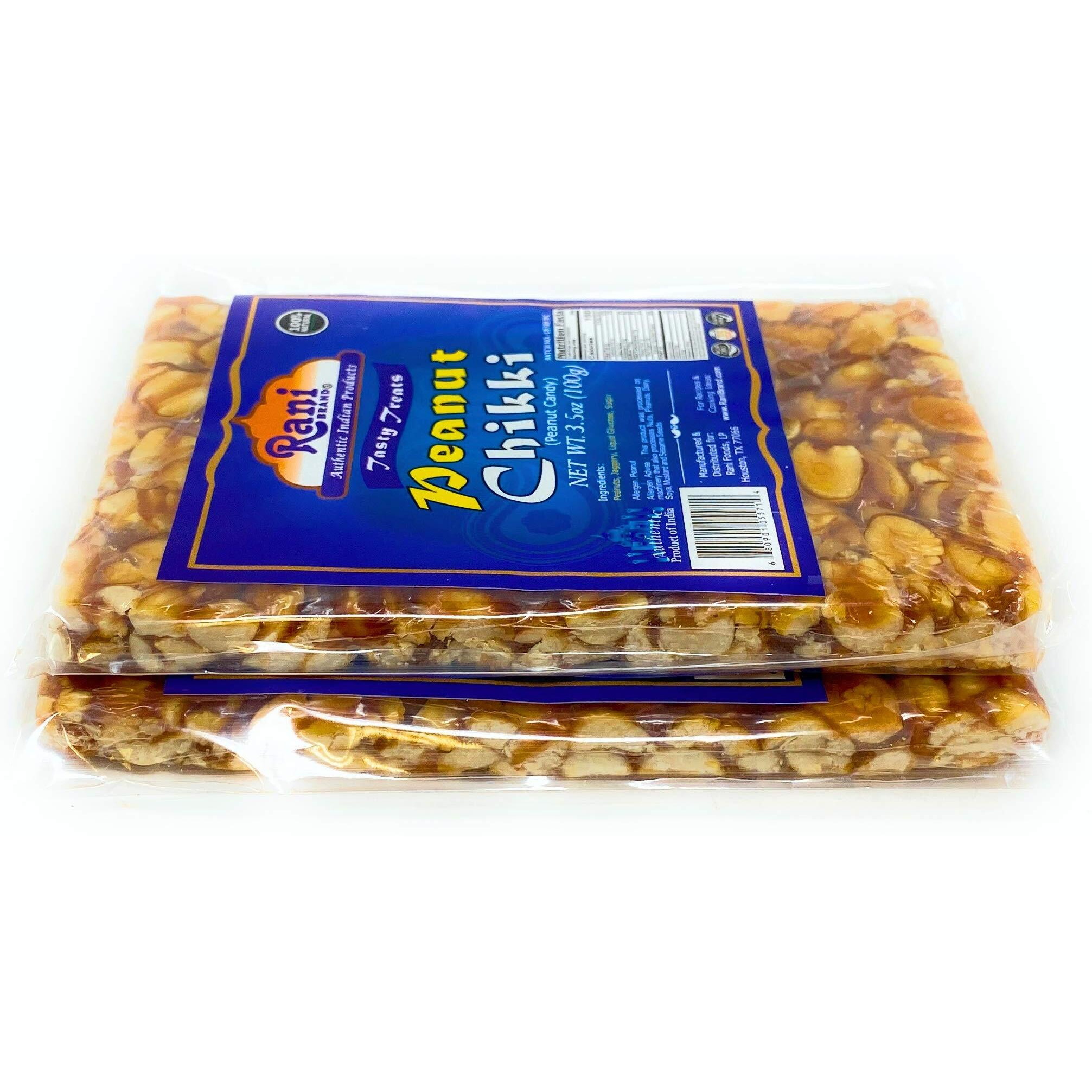 Rani Peanut Chikki (Brittle Candy) 3.5Oz (100G) X Pack Of 2 ~ All Natural | Vegan | No Colors | Gluten Friendly | Indian Origin