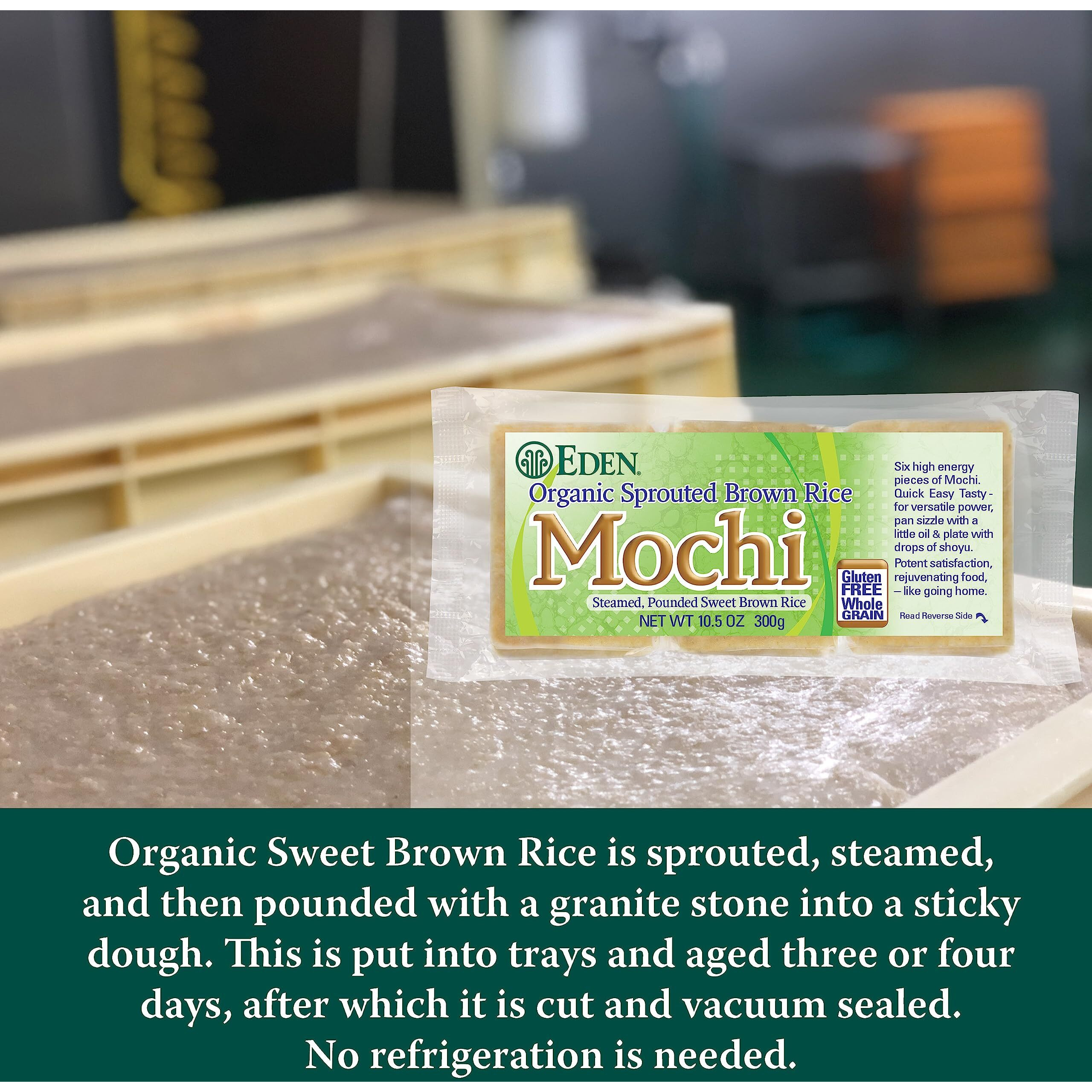 Eden Organic Sprouted Brown Rice Mochi, 100% Sprouted Whole Grain, Traditionally Made In Japan, 10.5 Oz