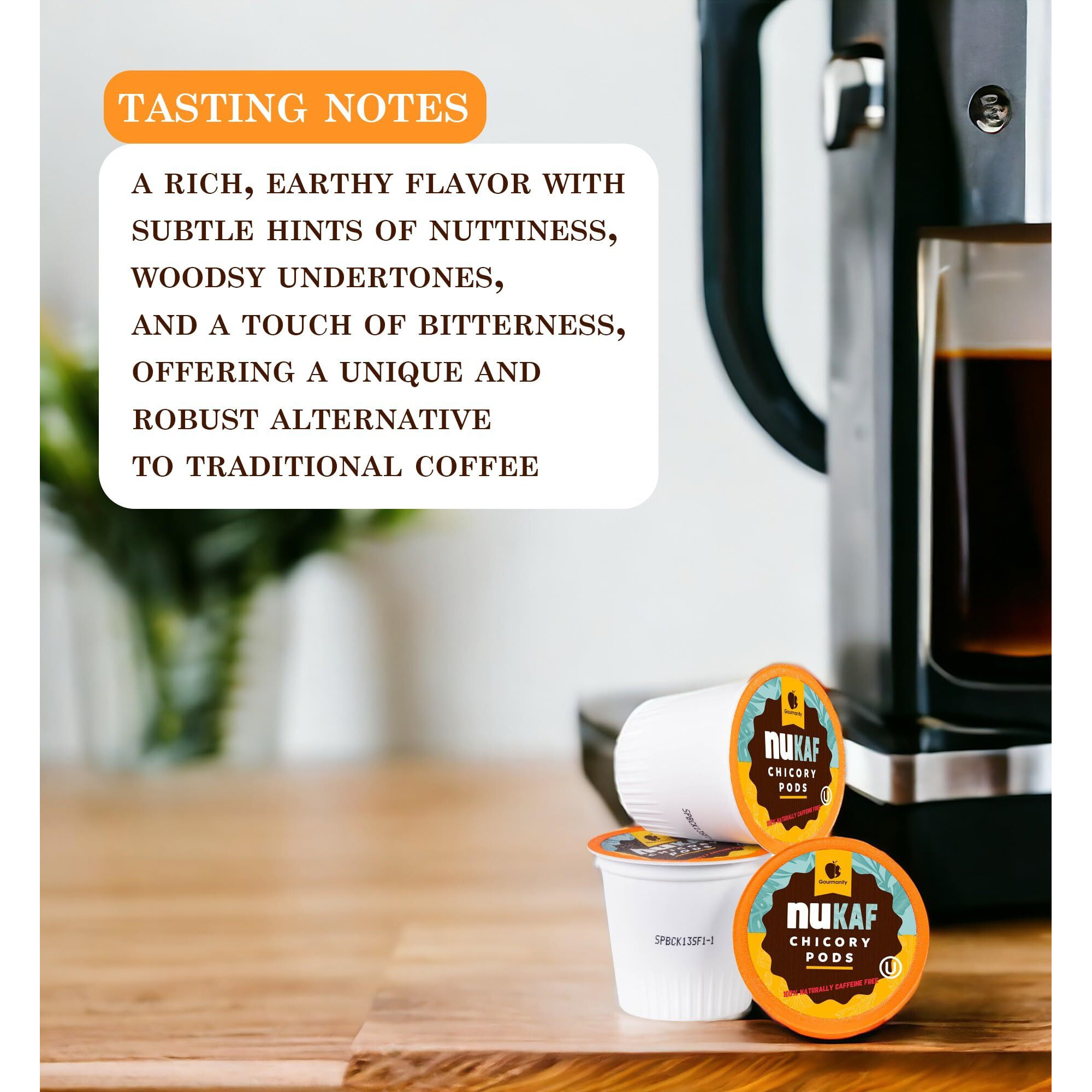 Nukaf Chicory K Cups | Kosher Chicory Root K Pods For Your Keurig | 100% Caffeine Free | K Cups Coffee Alternative By Gourmanity [3 Boxes Of 12 Pods Each | 36 Total Pods]