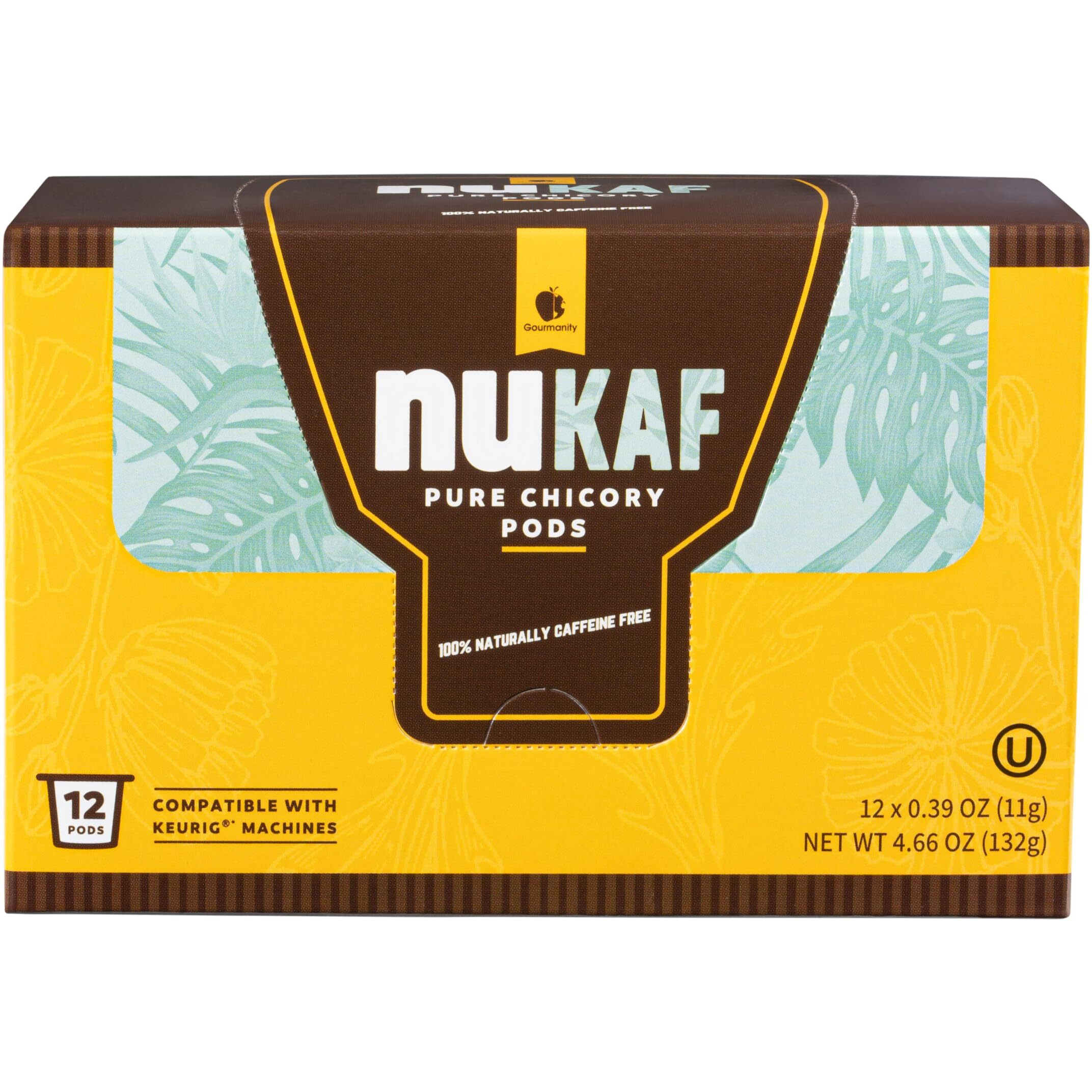Nukaf Chicory K Cups | Kosher Chicory Root K Pods For Your Keurig | 100% Caffeine Free | K Cups Coffee Alternative By Gourmanity [3 Boxes Of 12 Pods Each | 36 Total Pods]