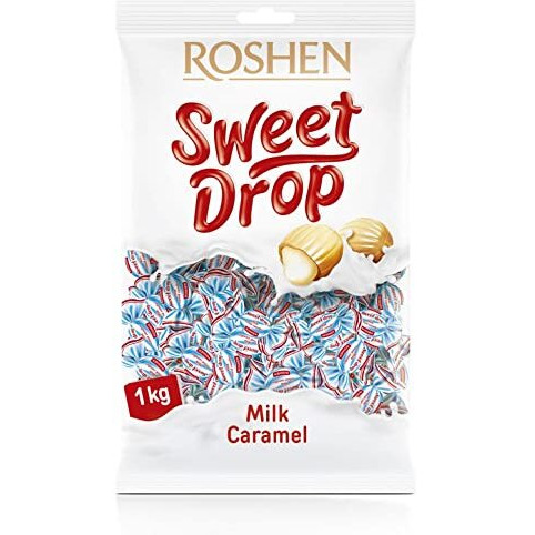 Roshen Caramel Candy Sweet Drop With Milky Filling, Kosher And Halal, Delicious, Flavorful Sweets Bulk Candy 1Kg/2.2Lb