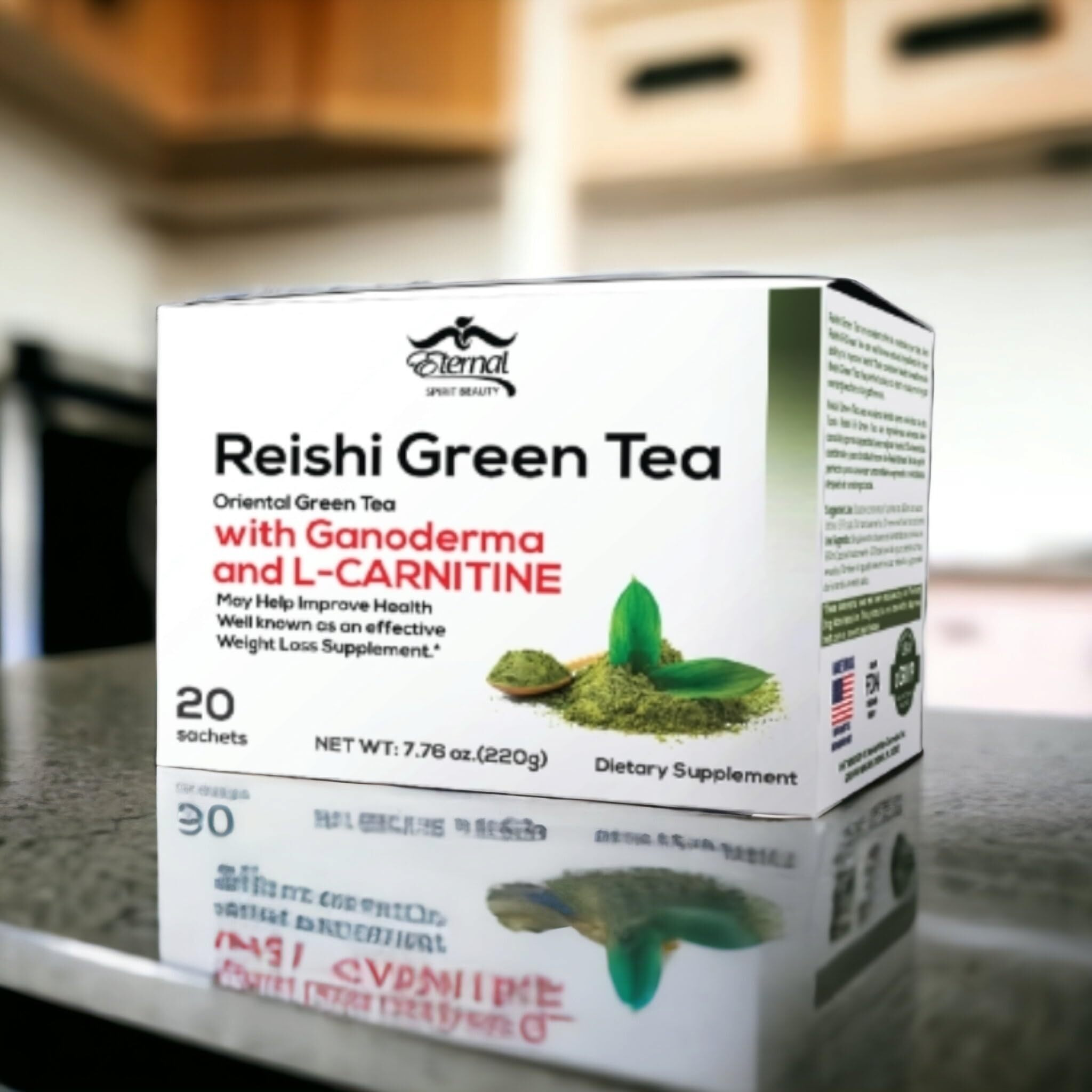 Reishi Green Tea (Oriental Green Tea) With Ganoderma And L-Canitine (1 Box) 20 Sachets