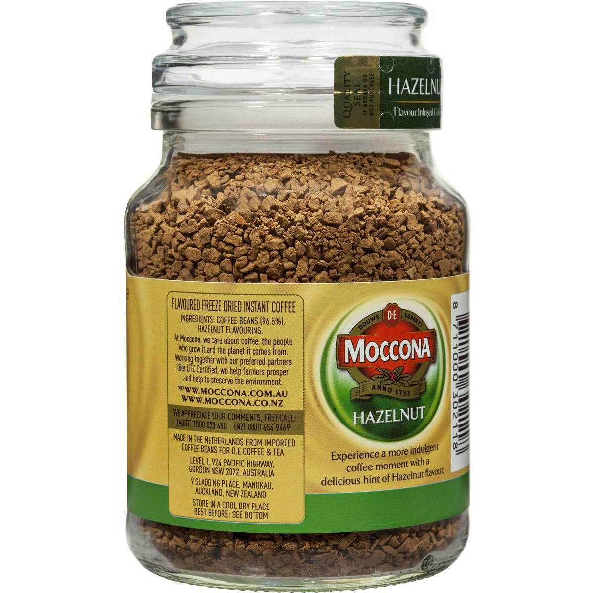 Moccona Freeze-Dried Instant Coffee 95 Grams (Imported From Australia) (Hazelnut)