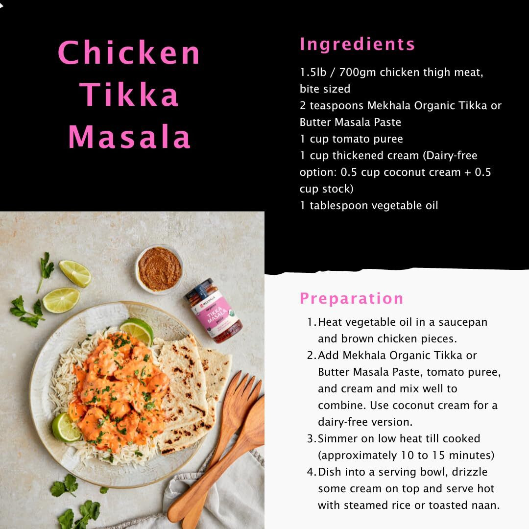 Mekhala Indian Cooking Paste Organic Vegan Gluten-Free (Variety Pack Of 6)