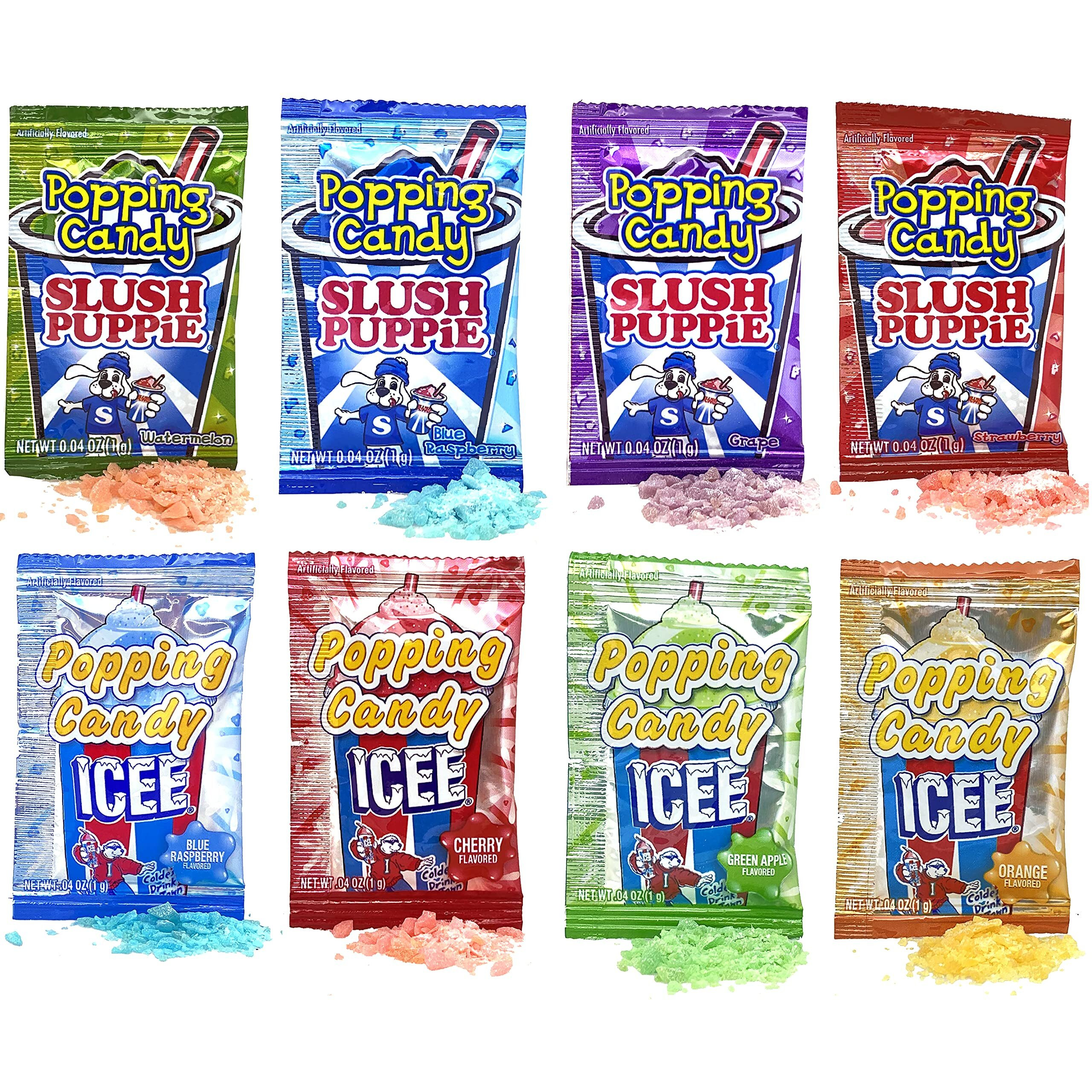 Icee And Slush Puppie Popping Candy Variety Pack Of 100 - Includes 100 Packs Of Popping Candy - Small Candy Packs For Party Favors, Candy Handouts, Trick Or Treat, Pinata Candy
