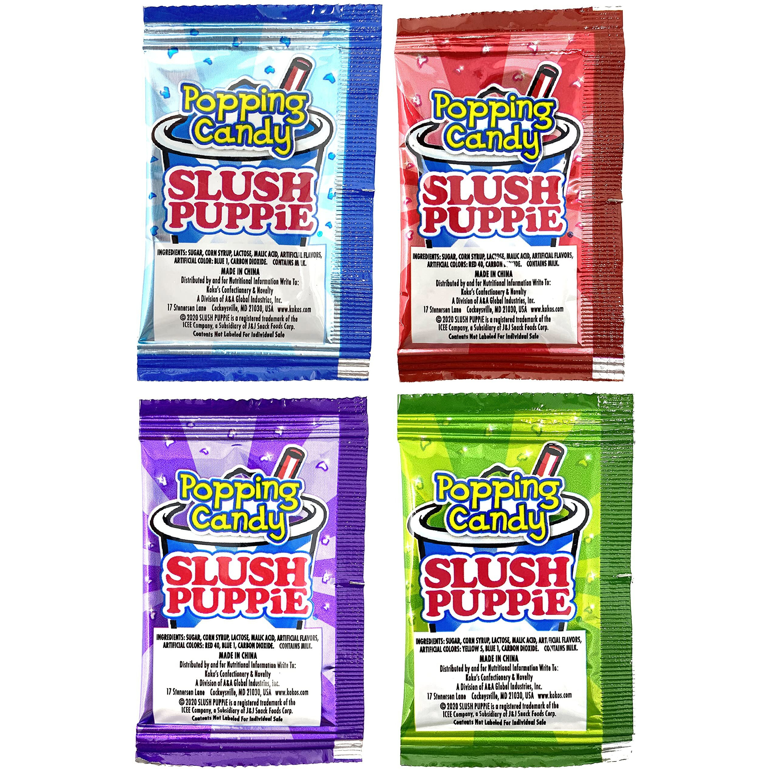 Icee And Slush Puppie Popping Candy Variety Pack Of 100 - Includes 100 Packs Of Popping Candy - Small Candy Packs For Party Favors, Candy Handouts, Trick Or Treat, Pinata Candy