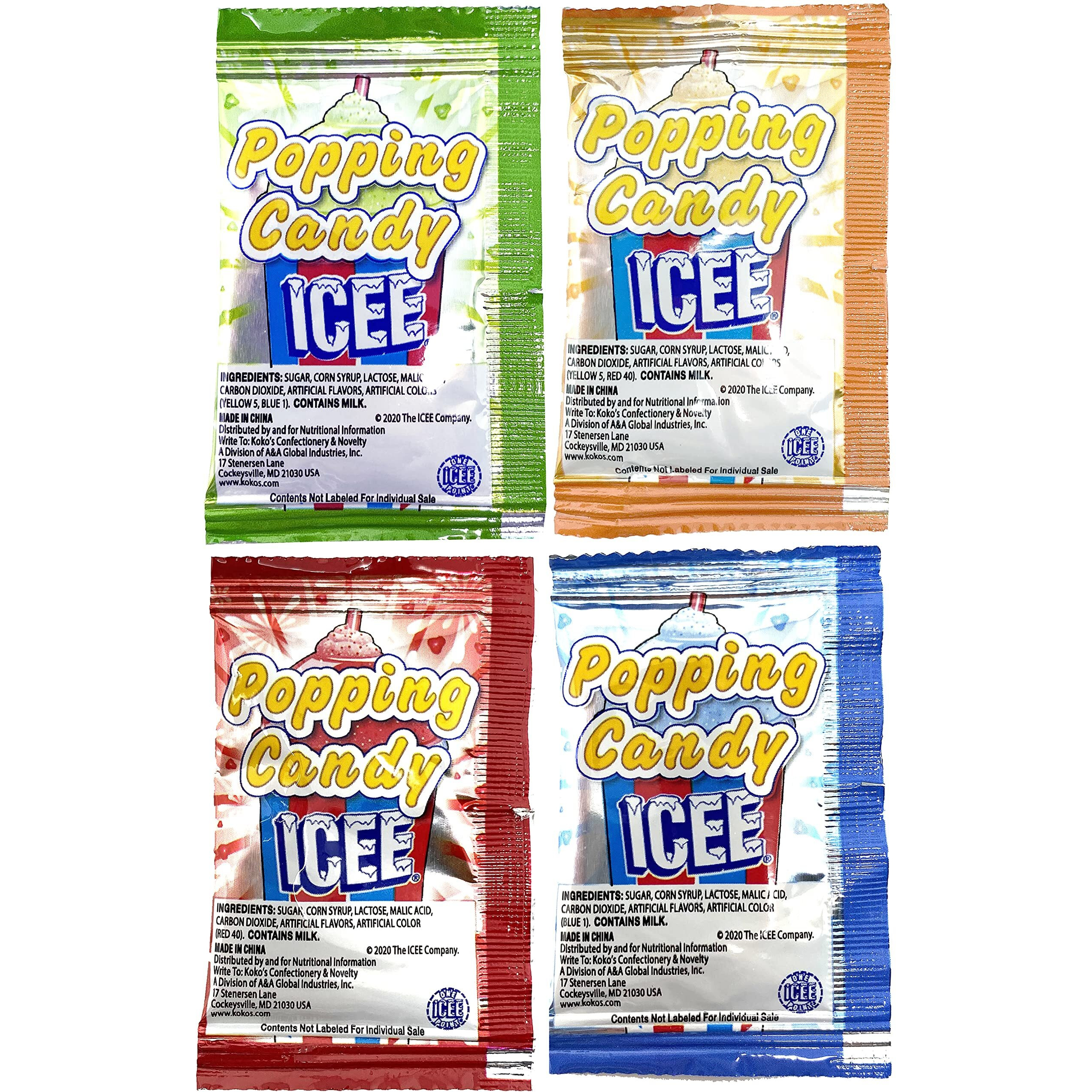 Icee And Slush Puppie Popping Candy Variety Pack Of 100 - Includes 100 Packs Of Popping Candy - Small Candy Packs For Party Favors, Candy Handouts, Trick Or Treat, Pinata Candy
