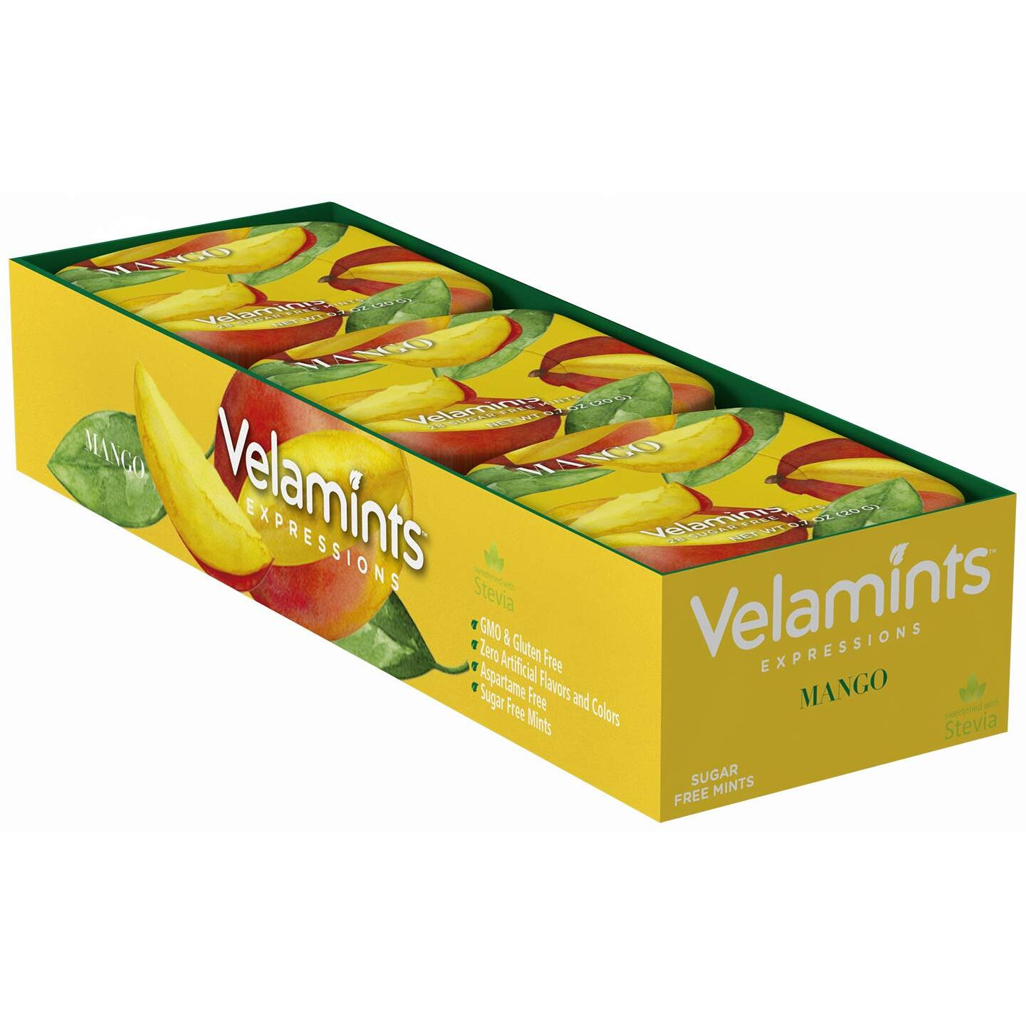 Velamints Sugar Free Mints - Expressions Mango Breath Mints Tin - Aspartame-Free Sweetened With Stevia, 20 Gram (Pack Of 6 Tins)
