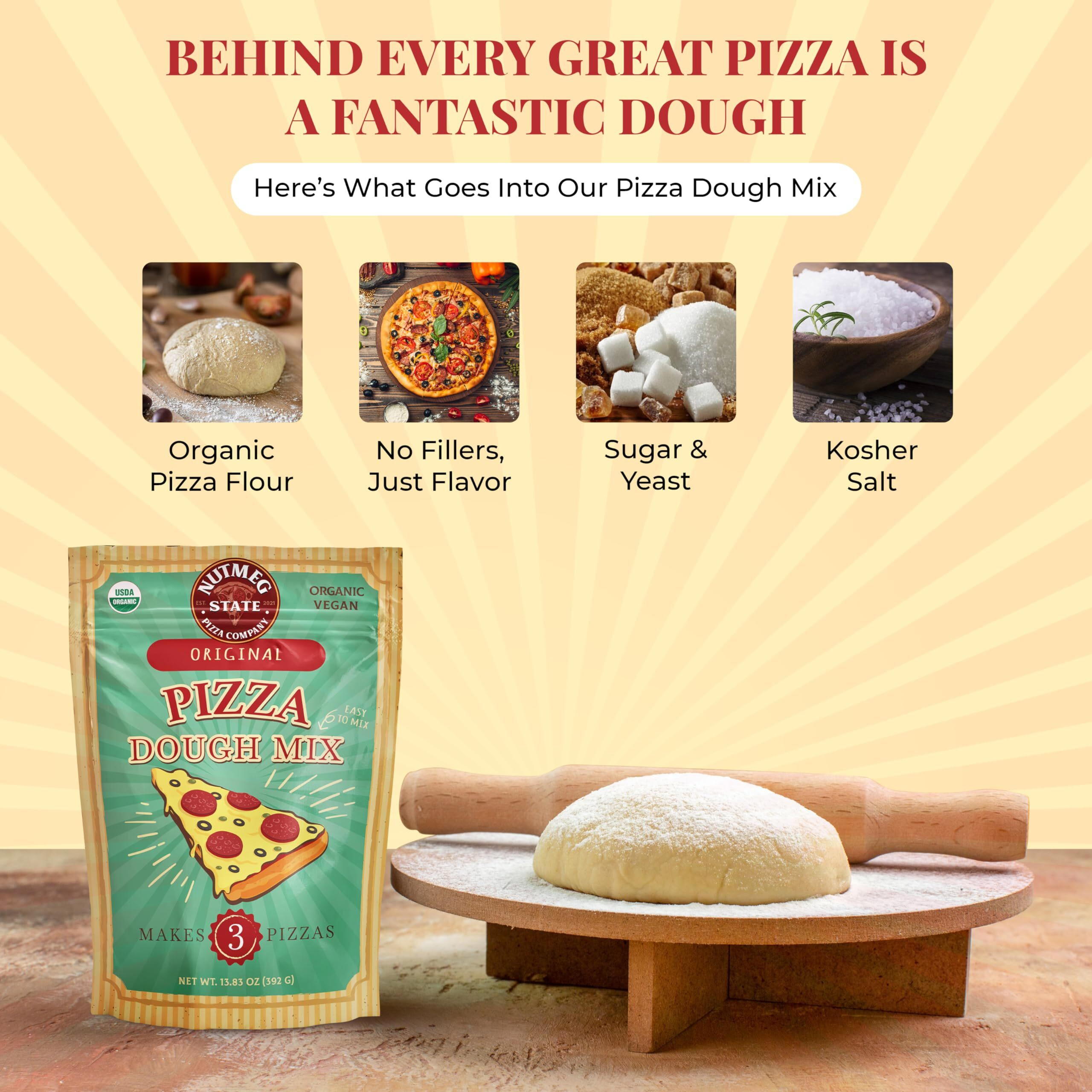 Nutmeg State Pizza Company Organic Pizza Dough Mix - Makes 3 Crusts For Homemade Pizzas
