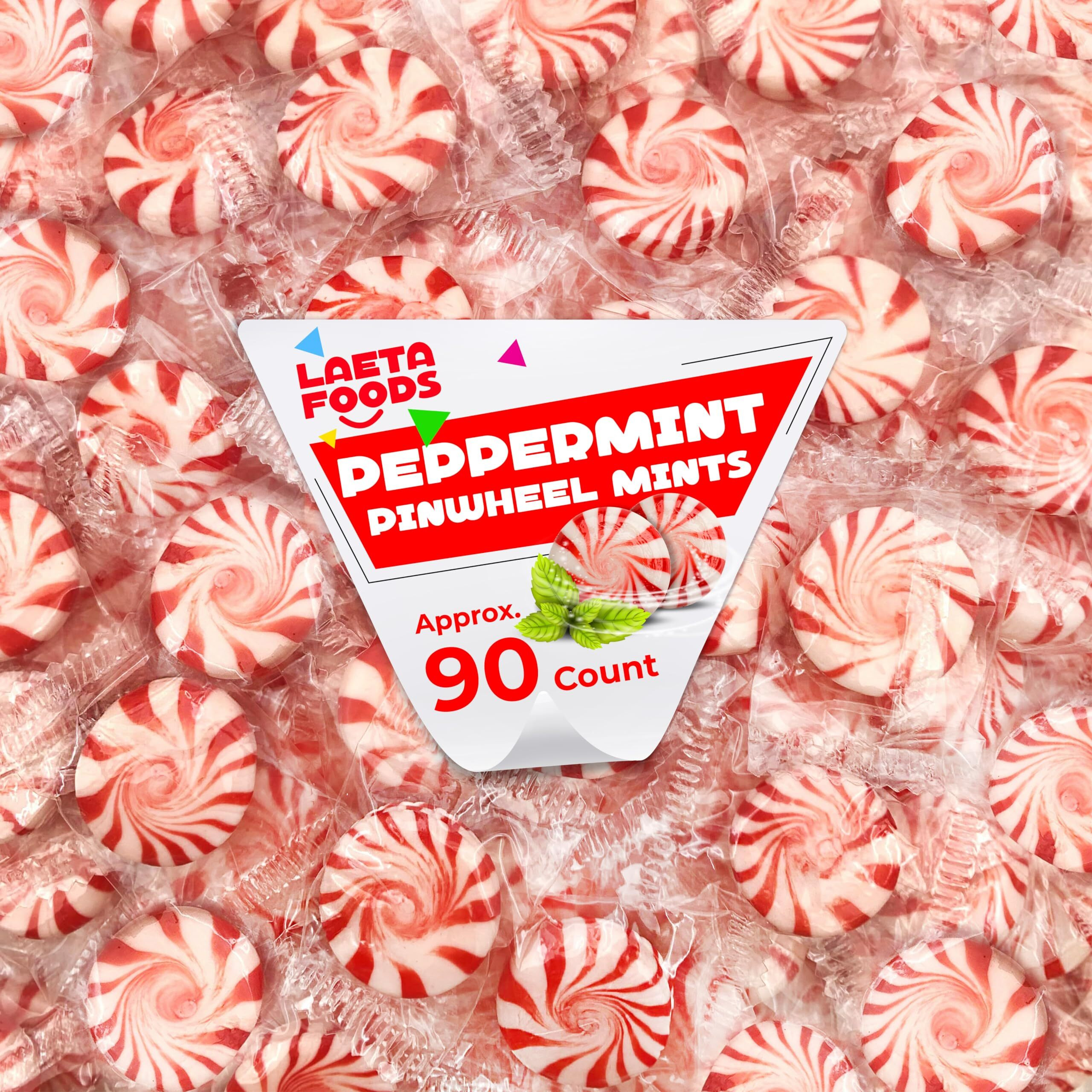 Peppermint Pinwheel Starlight Mints Hard Candy (1 Pound Bag - Approx. 90 Count)