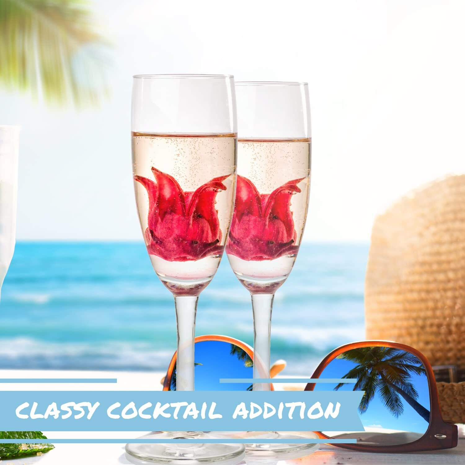 Dried Candied Hibiscus Flower By Its Delish, 3.3 Lbs Bulk Bag | Edible Flowers For Cocktail Garnish Dehydrated Fruit | Vegan & Kosher