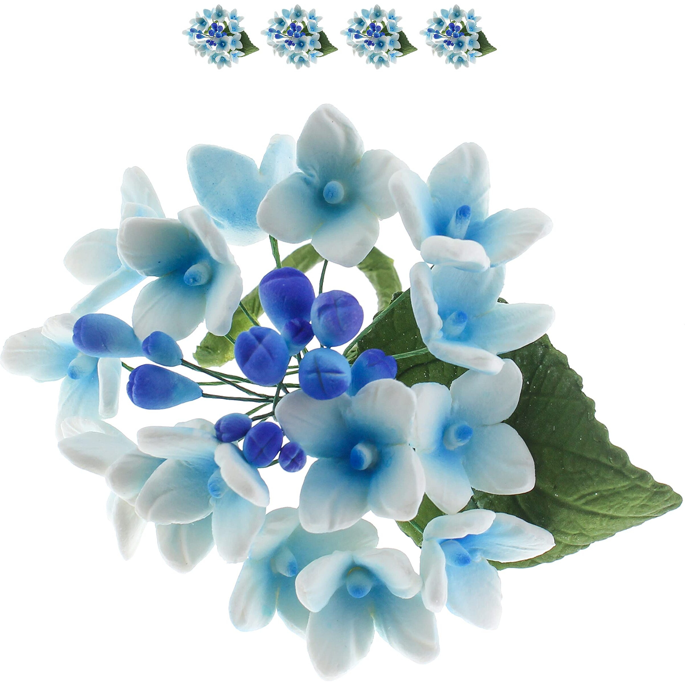 Global Sugar Art Hydrangea Blossoms Spray Sugar Cake Flowers, Blue/Purple, 4 Count By Chef Alan Tetreault