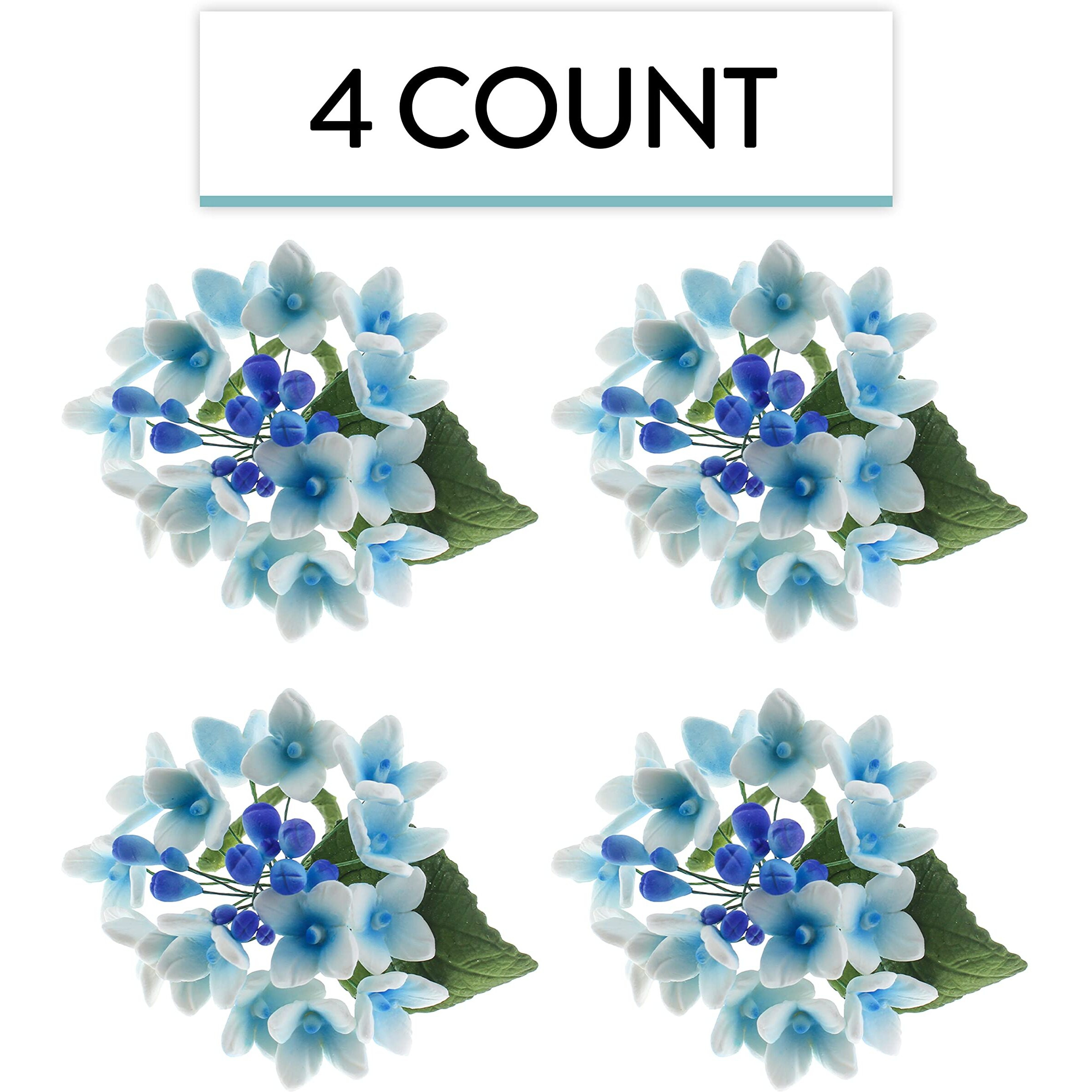 Global Sugar Art Hydrangea Blossoms Spray Sugar Cake Flowers, Blue/Purple, 4 Count By Chef Alan Tetreault