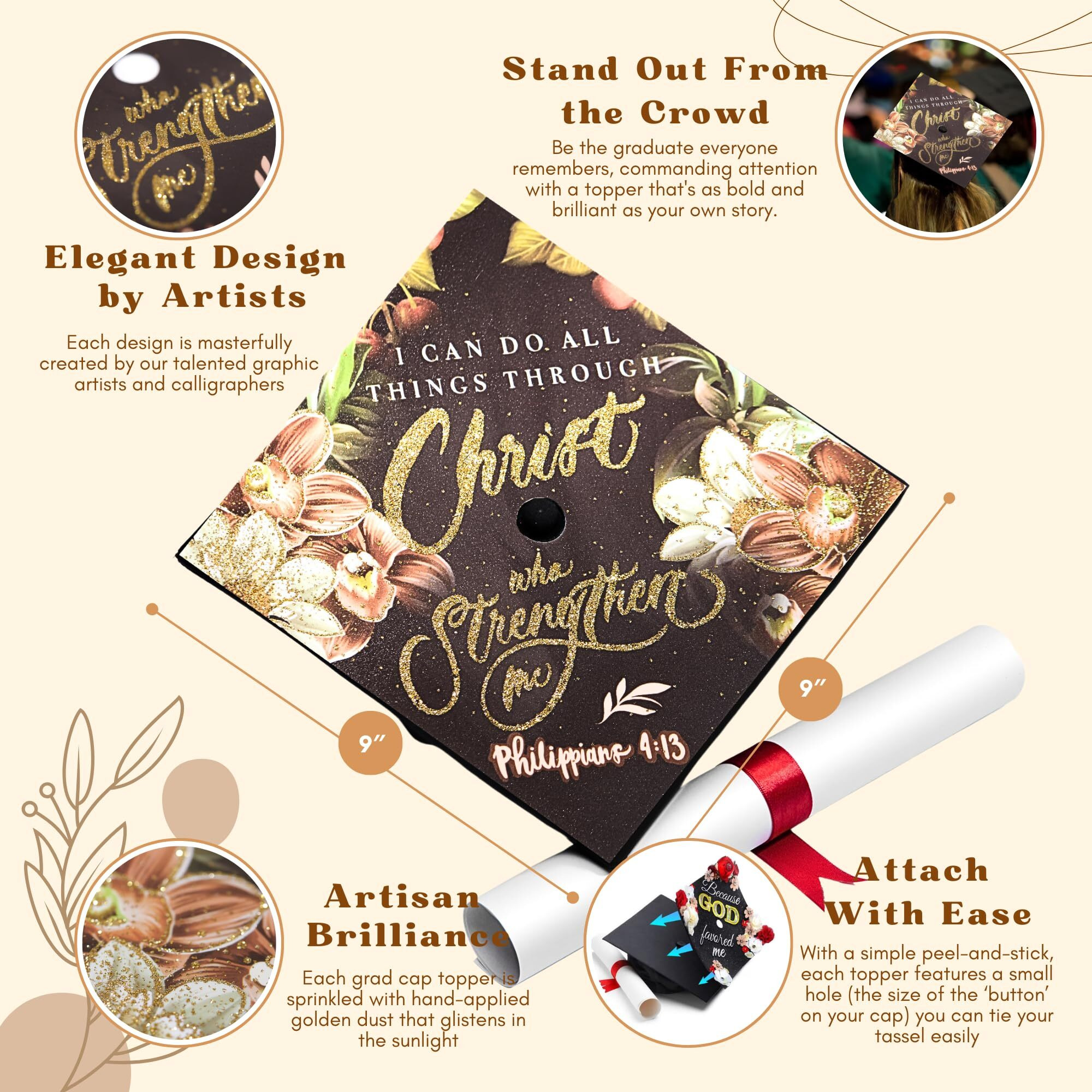 Once Upon A Time Graduation Cap Topper 2024 Graduation Gift Graduation Cap Decorations Handmade, I Can Do All Things Through Christ Strengthen Me. Philippians