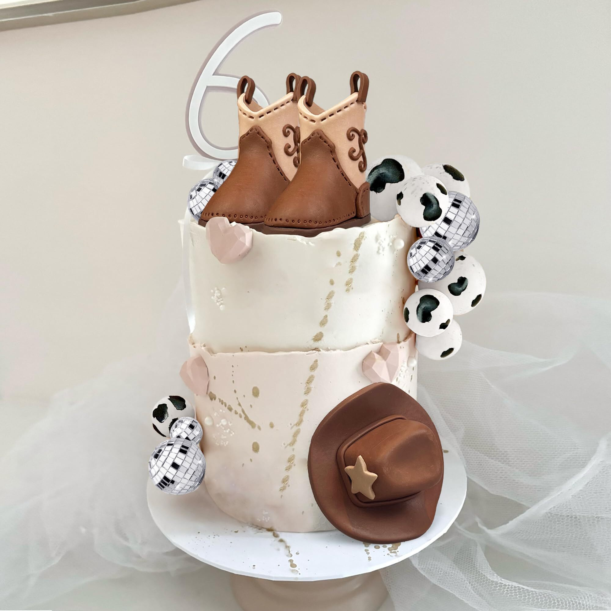 Cowboy Cake Decorations Cowboy Hat And Boot Cake Toppers Disco Ball Cake Topper Western Cowboy Cowgirl Birthday Baby Shower Party Favors