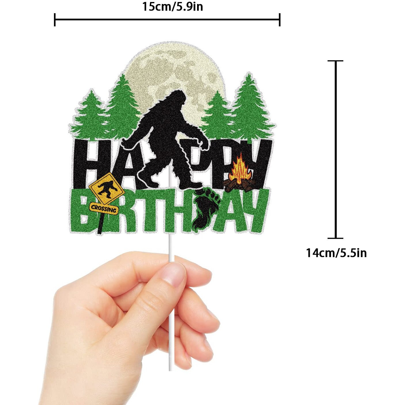 Bigfoot Happy Birthday Cake Topper Bigfoot Themed Party Cake Decor Crossing Forest Jungle Forest Themed Party Decoration Supplies Kids Boy Girl Men Women