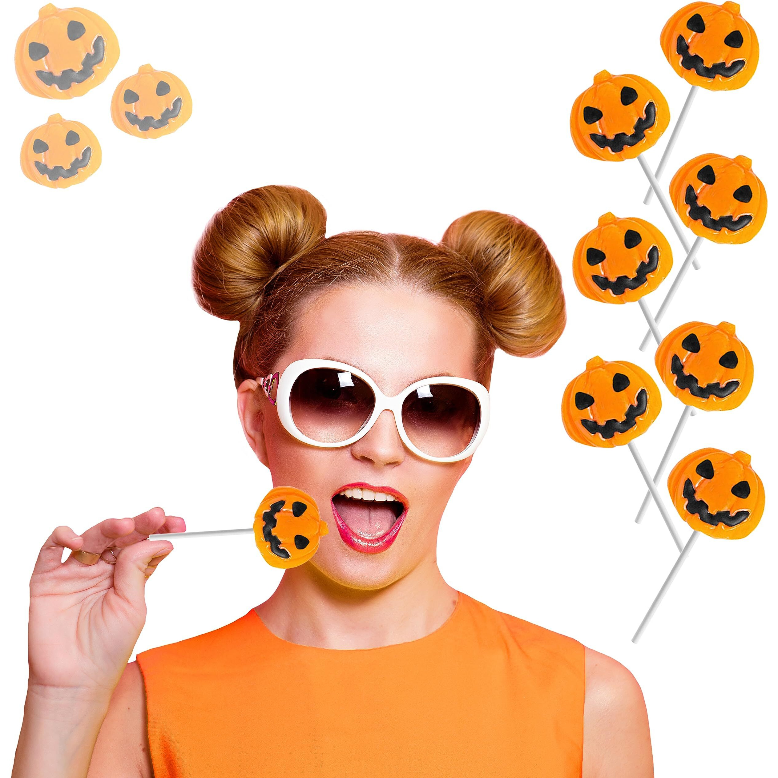 Fruidles Halloween Pumpkin Lollipop Suckers Candy, Spooky, Goody Bag Fillers, Individually Wrapped (12-Pack)