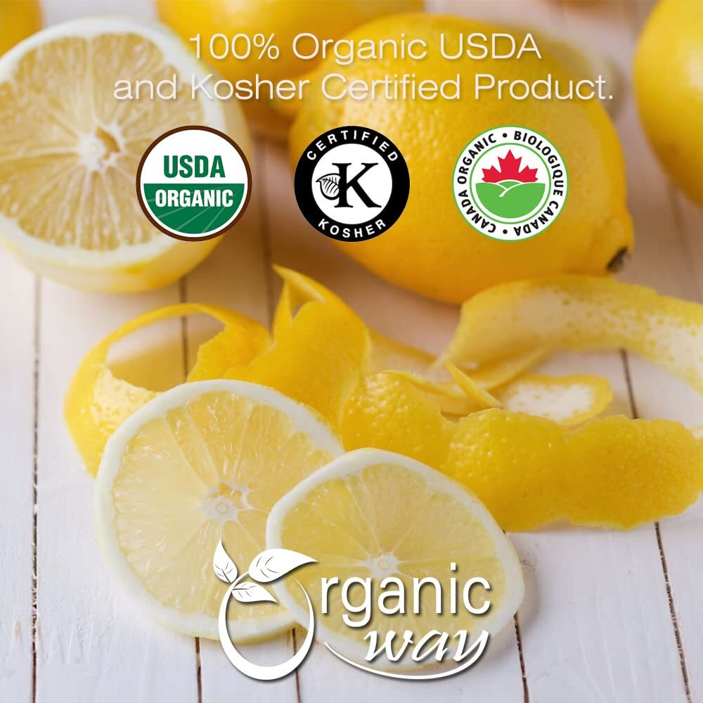 Organic Way Dried Lemon Peel Cut & Sifted (Citrus Limon) - Organic & Kosher Certified | Vegan, Non Gmo & Gluten Free | Usda Certified | Origin - India (1 Lbs / 16 Oz)