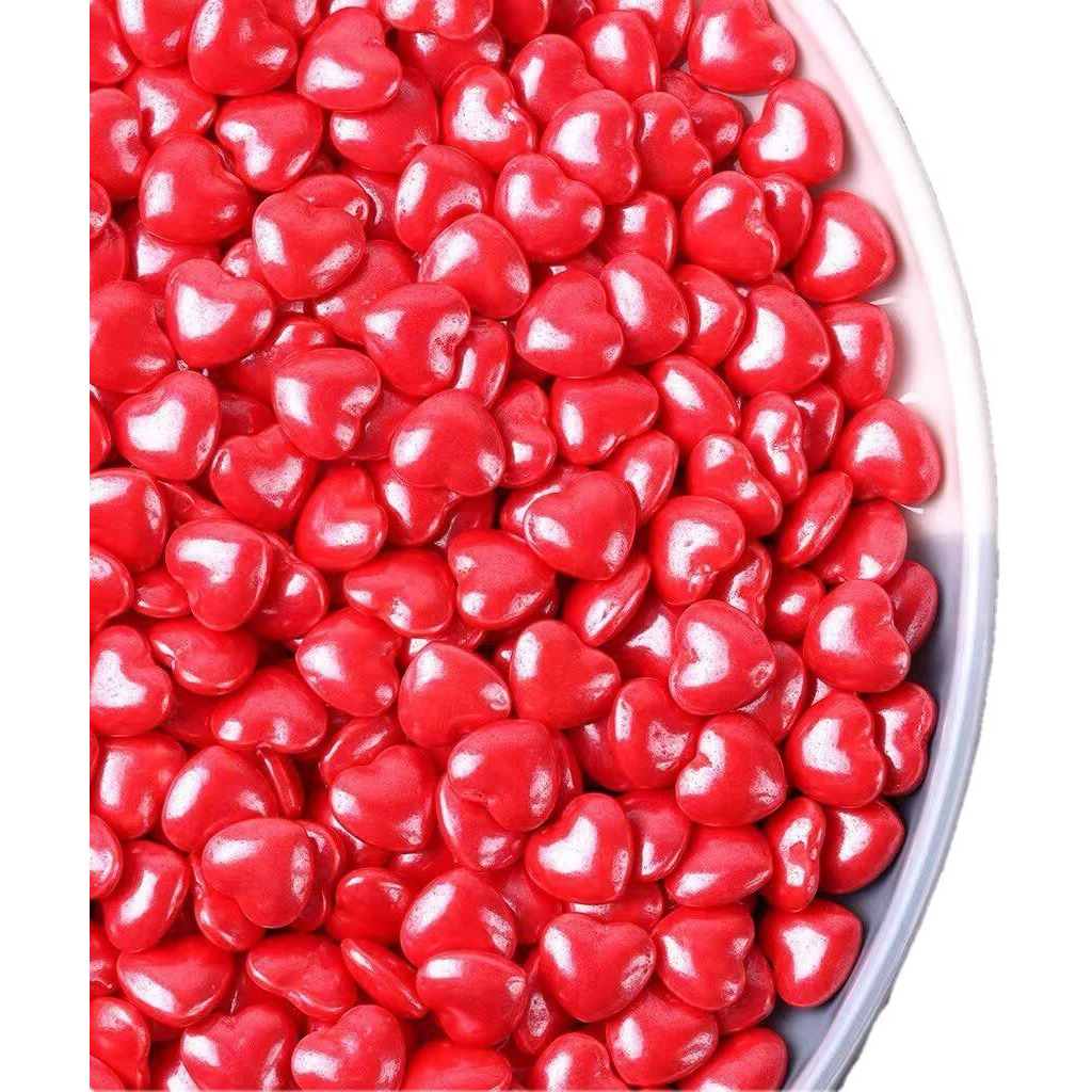 Red Sprinkles Heart-Shaped Cake Sprinkles,Cookie Sprinkles,Sugar Pearl, Edible Candy Pearls For Cake 130G 4.6Oz Cupcake Decorationg (Red)