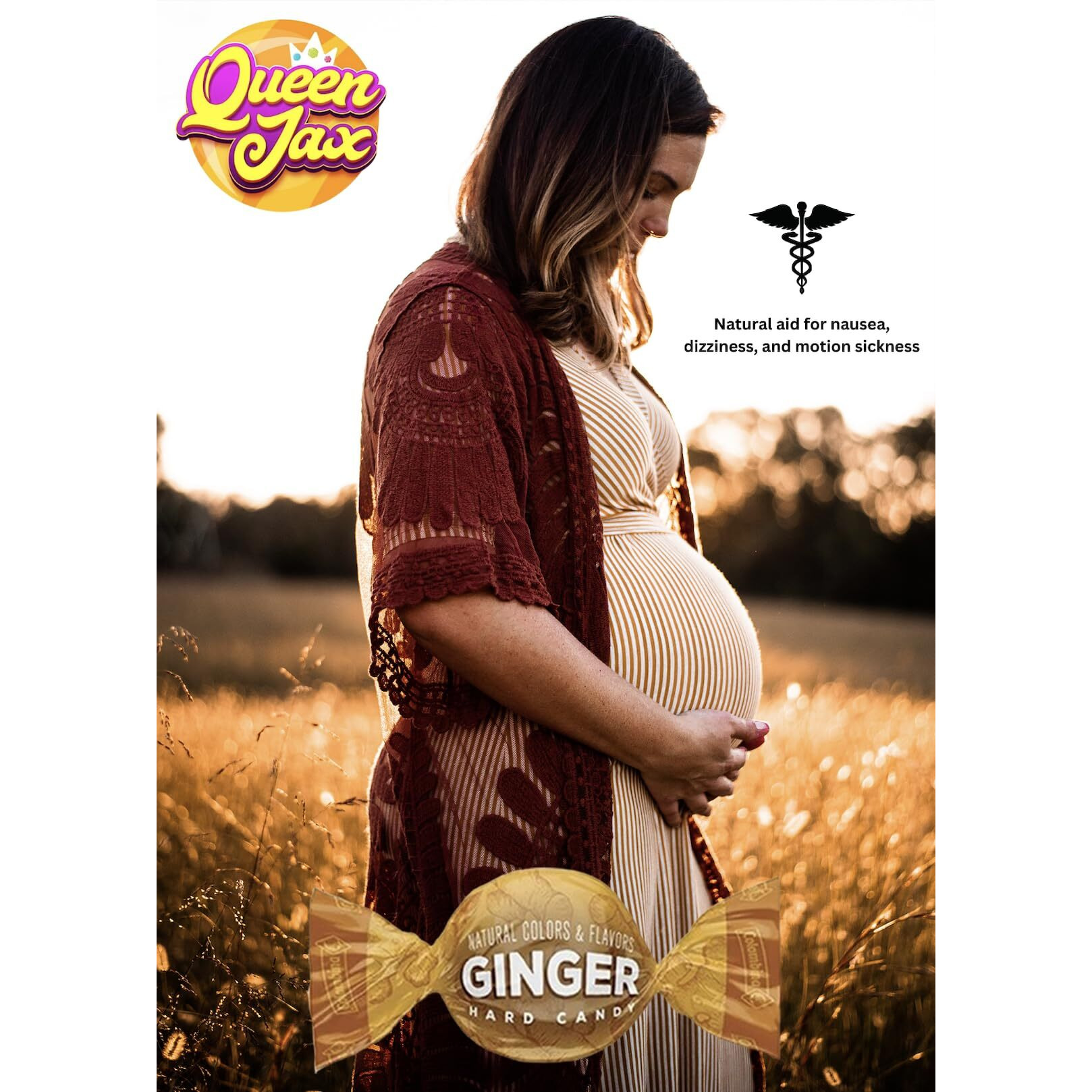 Ginger Candy - 4 Lb - Unique Candy Made With Cane Sugar - Healthy Candy - Hard Ginger Candy For Nausea - Spicy Candy - Gluten Free Candy - Ginger Hard Candy Bulk, Anti Nausea Candy - Queen Jax