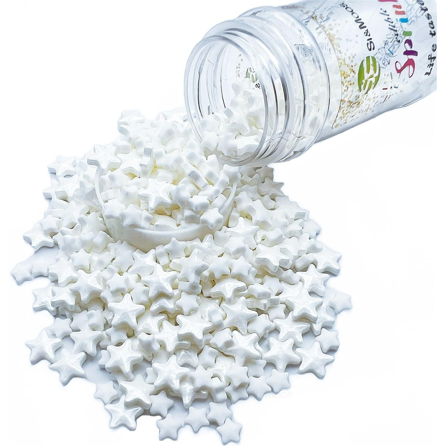 Se Si&Moos White Star Sprinkles For Cake Decorating White Stars Edible Star Cake Decorations Large Stars Sprinkles For Cupcakes Small Stars For Cake Large And Small White Star Sprinkles For Cakes,Cupcakes,Desserts Toppings 3 Oz