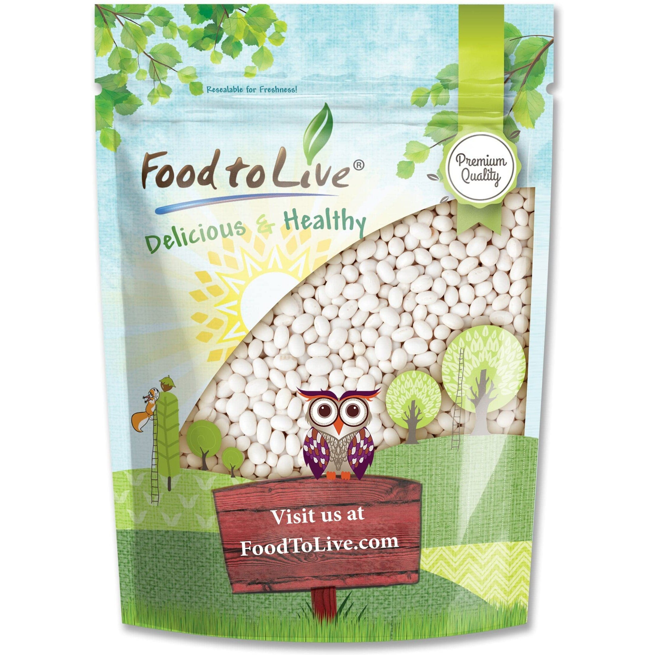 Food To Live Navy Beans, 2 Pounds Raw, Dried, Vegan, Kosher, Whole Small White Kidney Beans In Bulk, Good Source Of Protein, Fiber, Folate, And Copper. Low Sodium. Great For Cooking And Soups