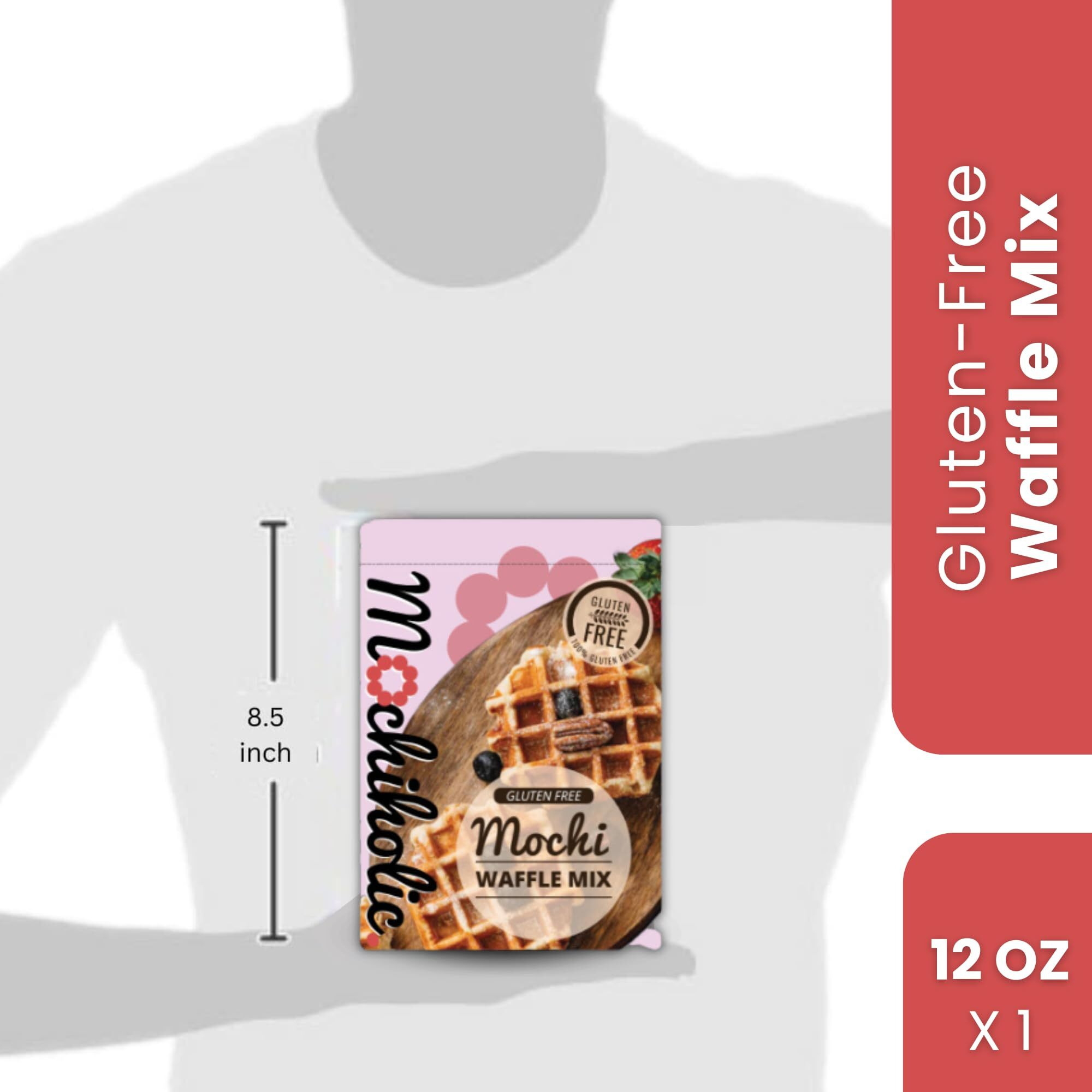 Mochi Waffle Mix Original Recipe - Rice Flour, Gluten-Free With Low Calories And Sugar - Essential Nutrients - 12 Oz Healthy Daily Snacks By Mochiholic (Pack Of 1)