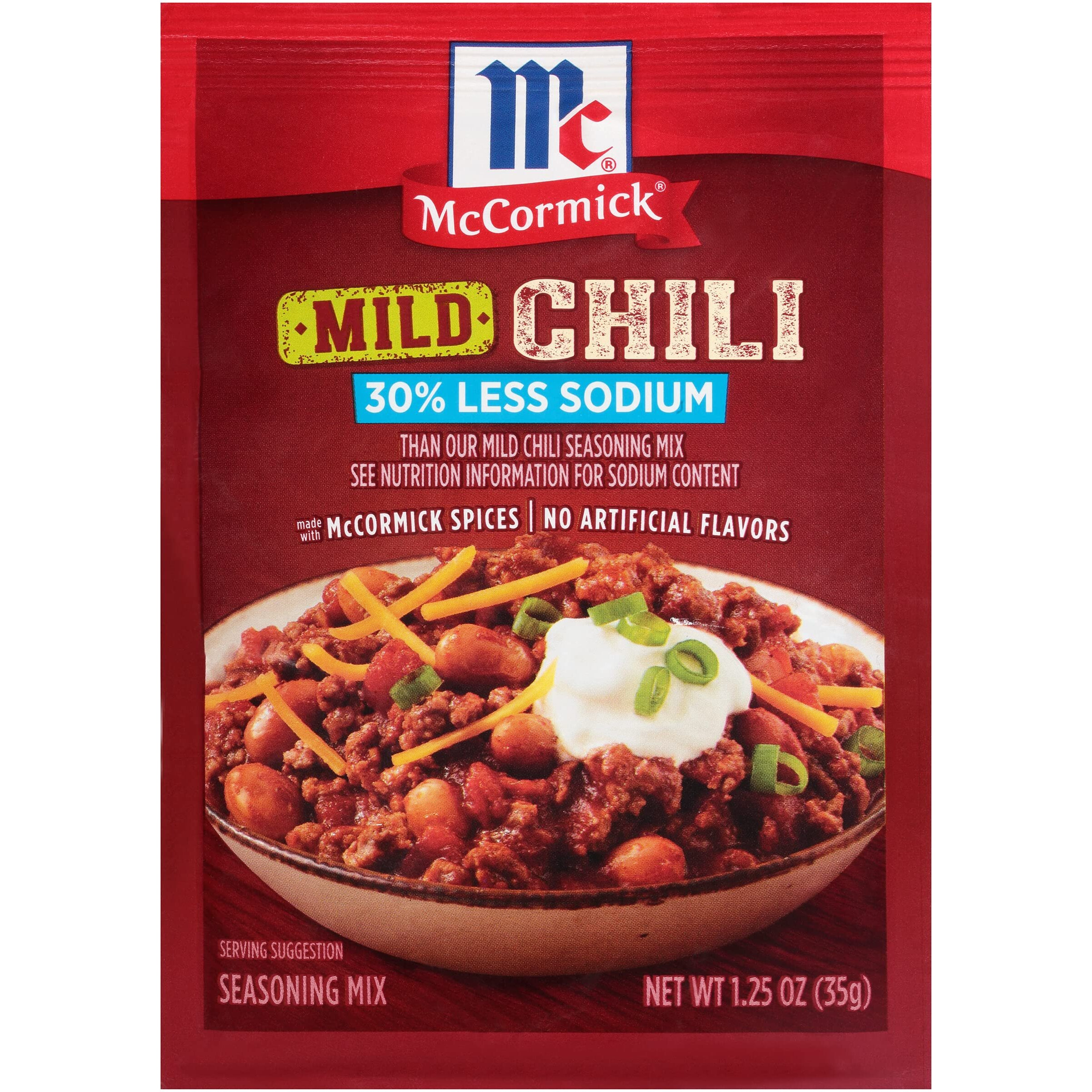 Mccormick Mild Chili, 30% Less Sodium, Seasoning Mix 1.25Oz Packets 5