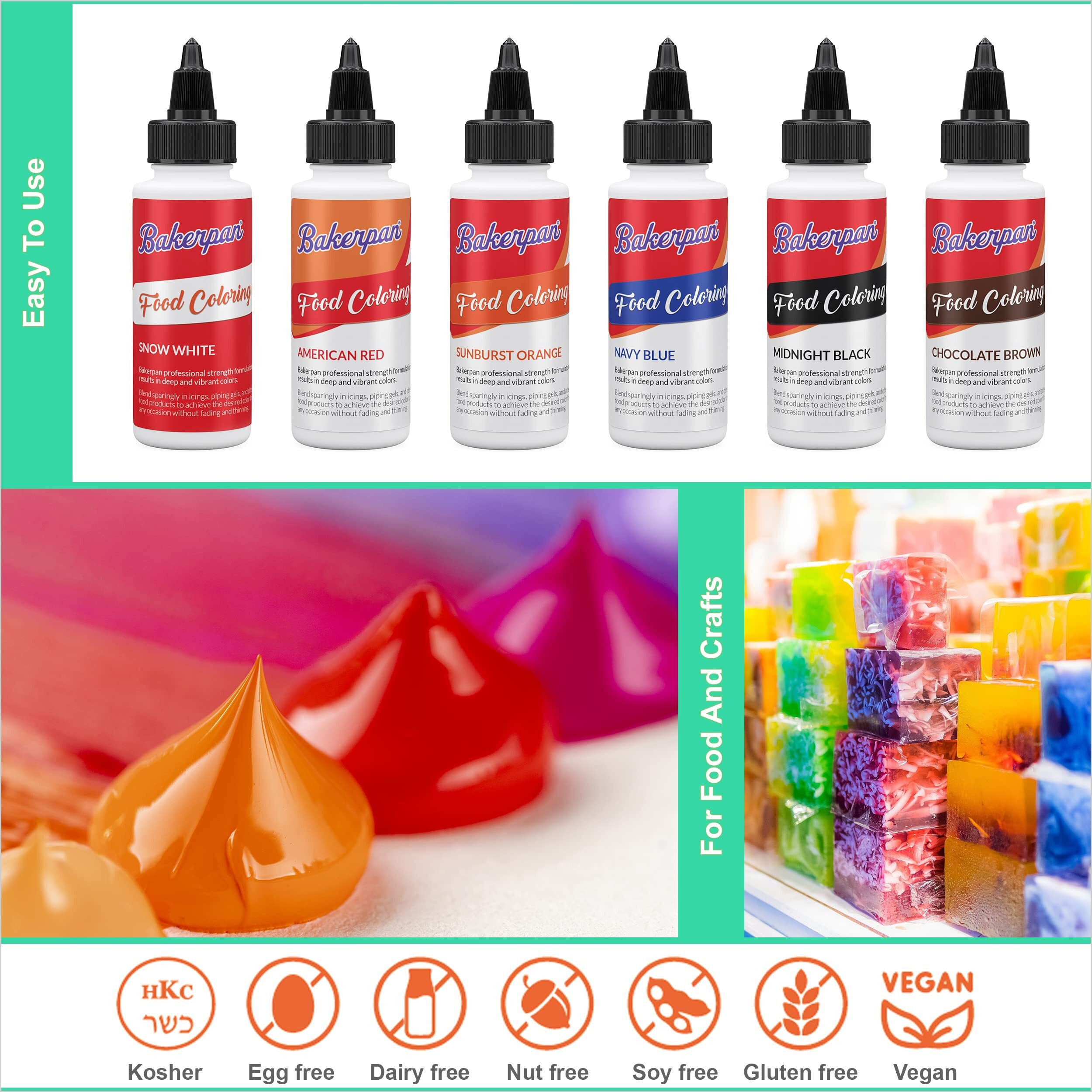 Bakerpan American Red Gel Food Coloring For Baking, Red Food Coloring For Royal Icing, 2 Ounce Food Dye Coloring For Baking And Frosting (Made In Usa)