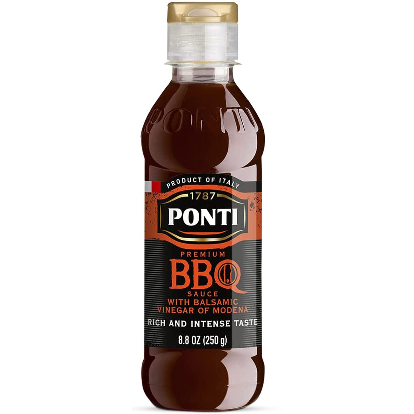 1787 Ponti Premium Bbq Glaze With Balsamic Vinegar Of Modena - Sensations With Marinades, Intense Taste With Pleasant, Bold Smoky Flavors - Excellent With Grilled Meat And Slow-Roasted Game - 8.8 Fl.Oz