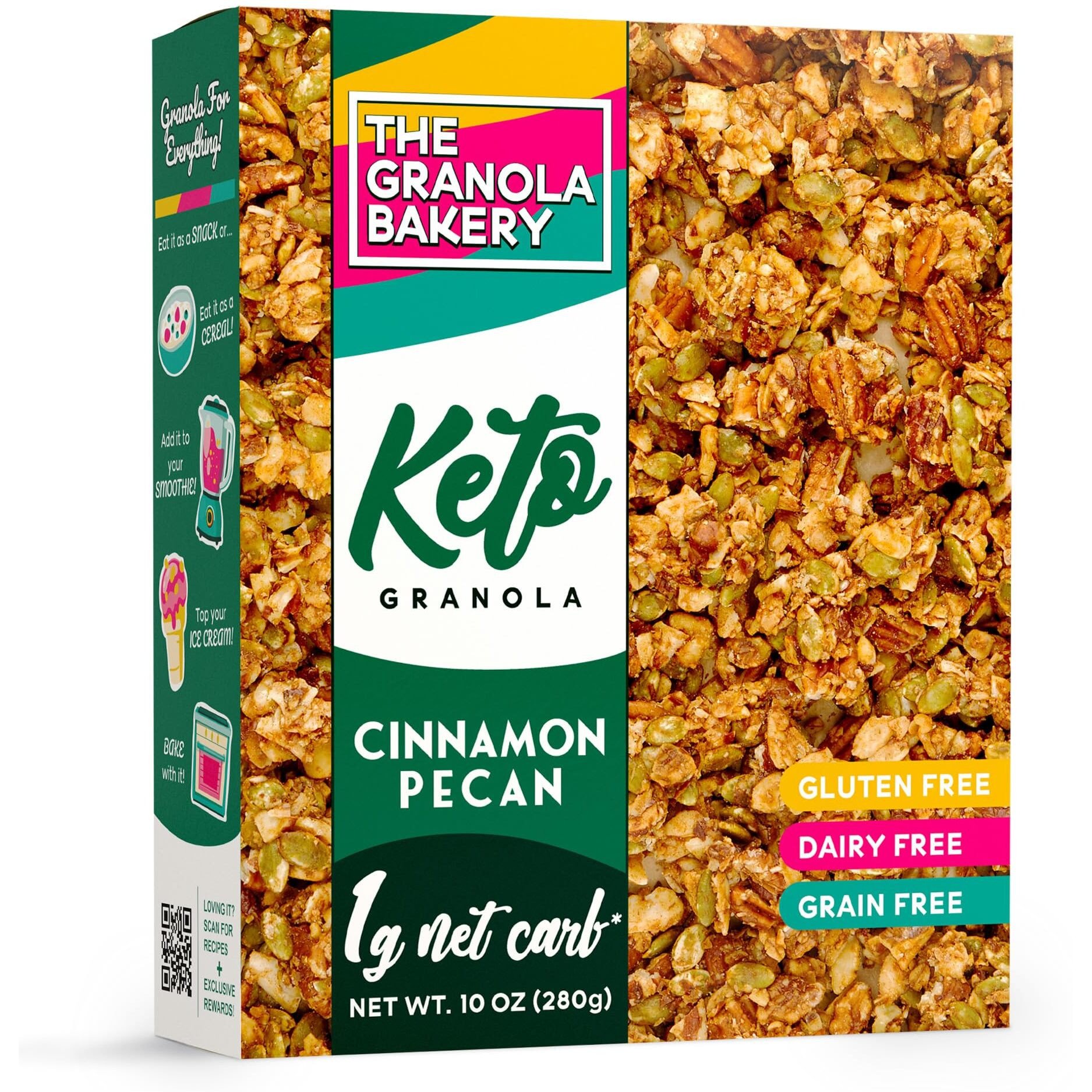 Tgb Cinnamon Keto Granola | 1G Net Carb Cereal | Gluten Free Low Carb Nut Snack, 10 Ounces