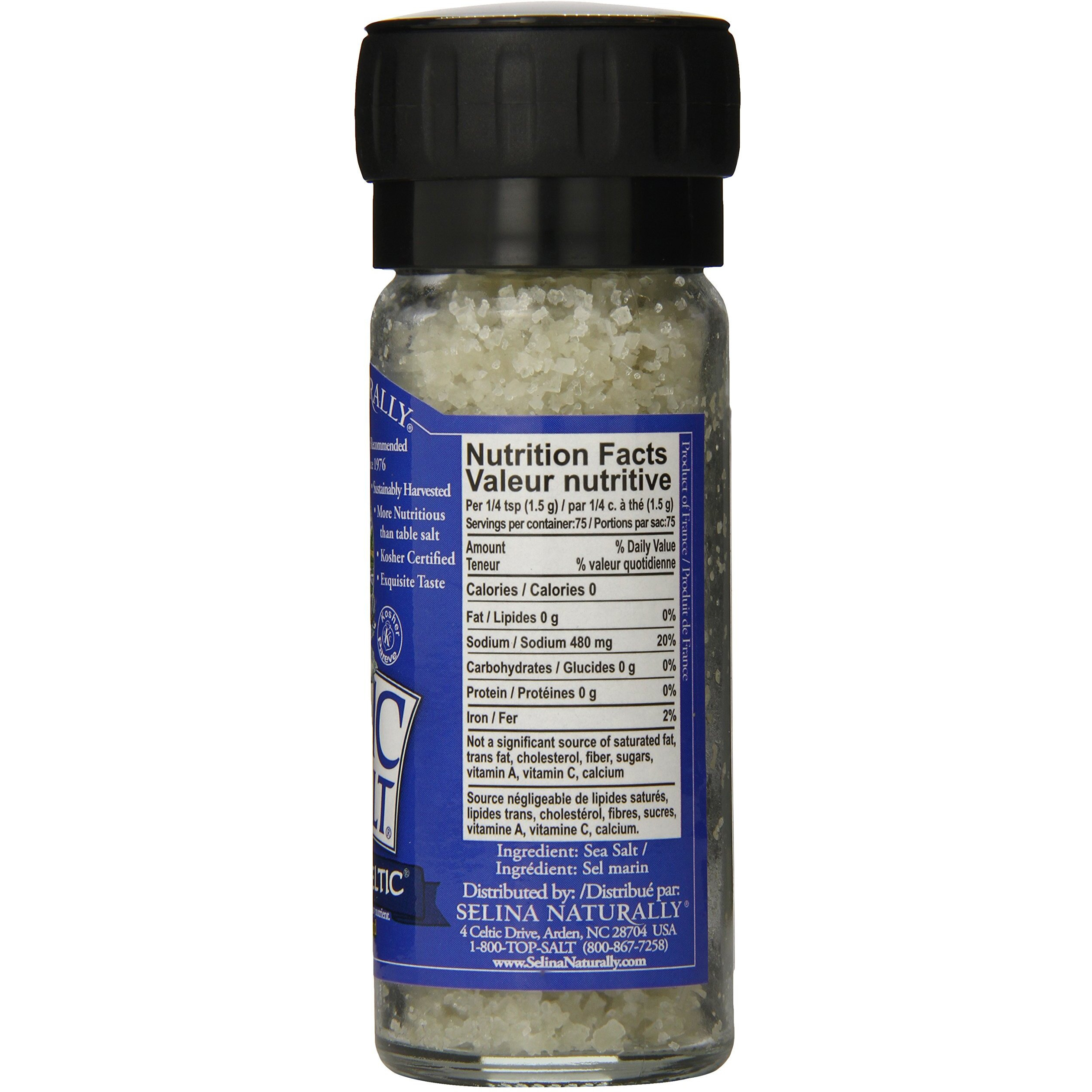 Celtic Sea Salt, Light Grey Grinder, 3 Oz White
