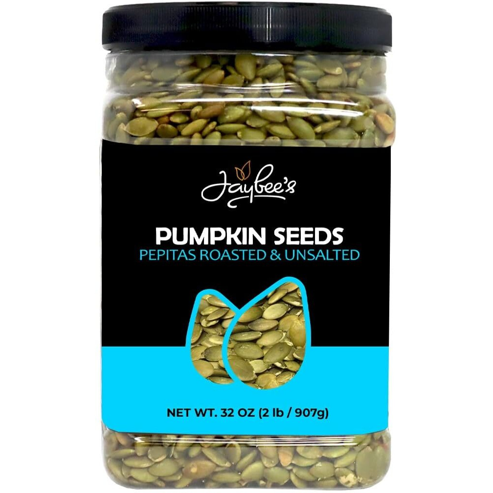 Pumpkin Seeds Pepitas Roasted Unsalted - 32 Oz - 2 Lbs | Healthy Snack | Vegan, Keto Diet Friendly | Hand-Picked | Kosher Certified | Pumpkin Seed | Jaybee's Nuts