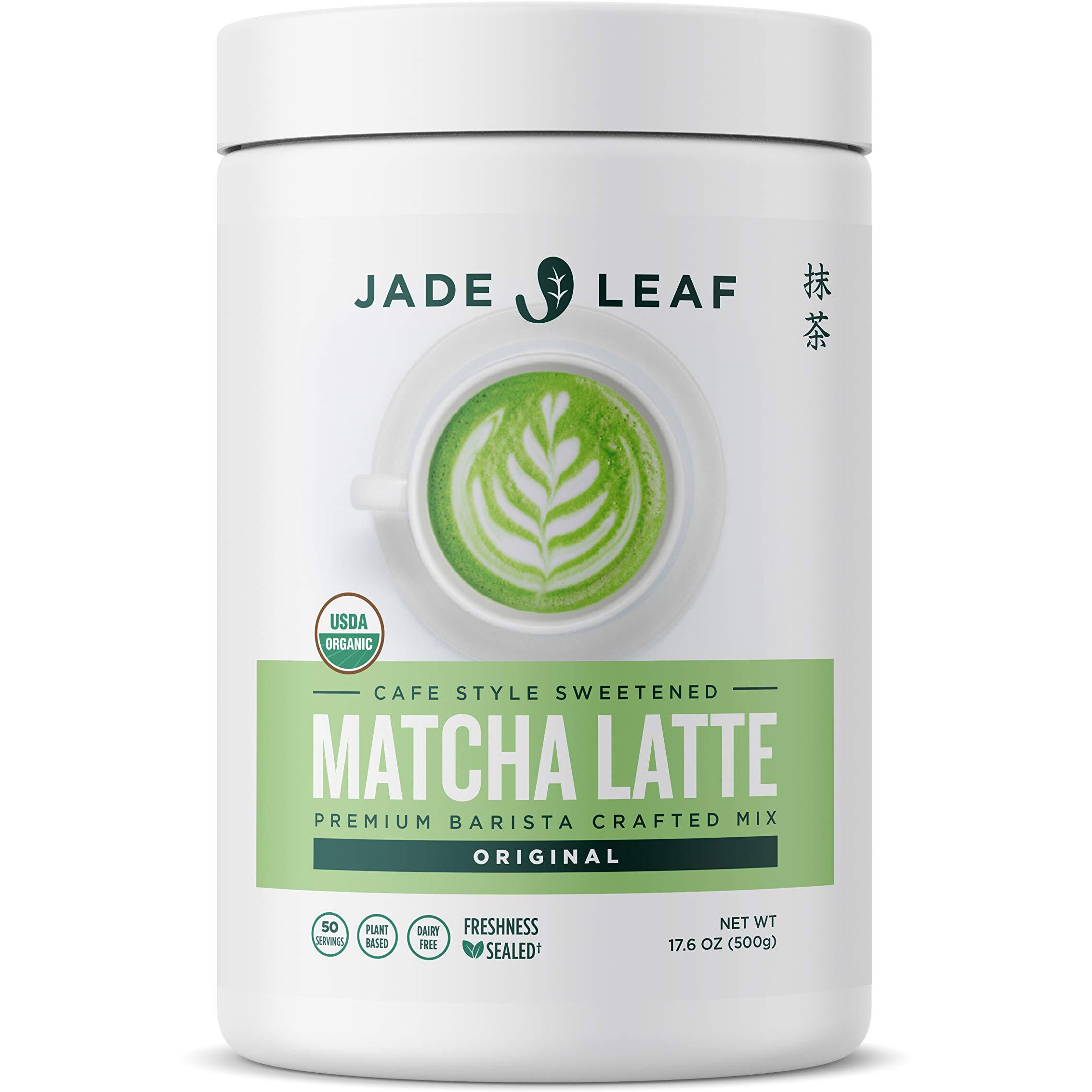 Jade Leaf Matcha Organic Cafe Style Sweetened Matcha Latte Green Tea Powder, Premium Barista Crafted Mix - Authentically Japanese (1.1 Pound Tin)