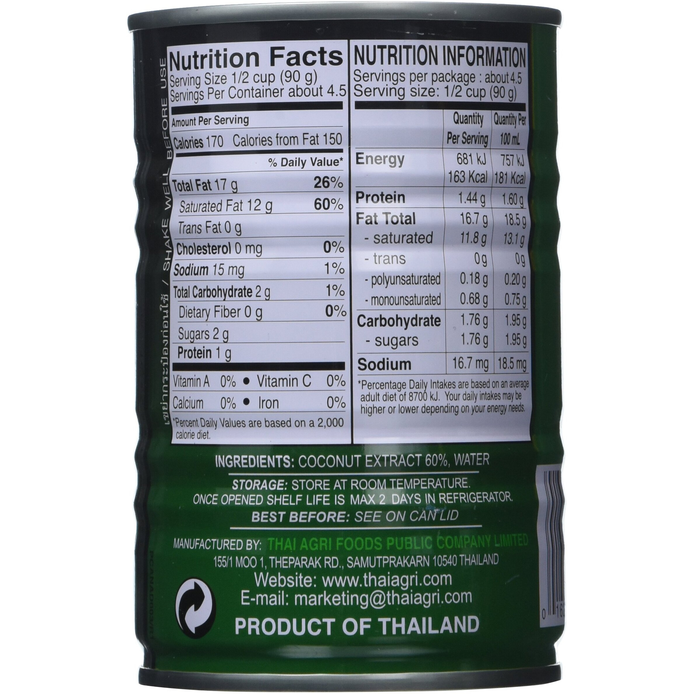 Aroy-D Coconut Milk 13.5 Oz Can (Pack Of 6)