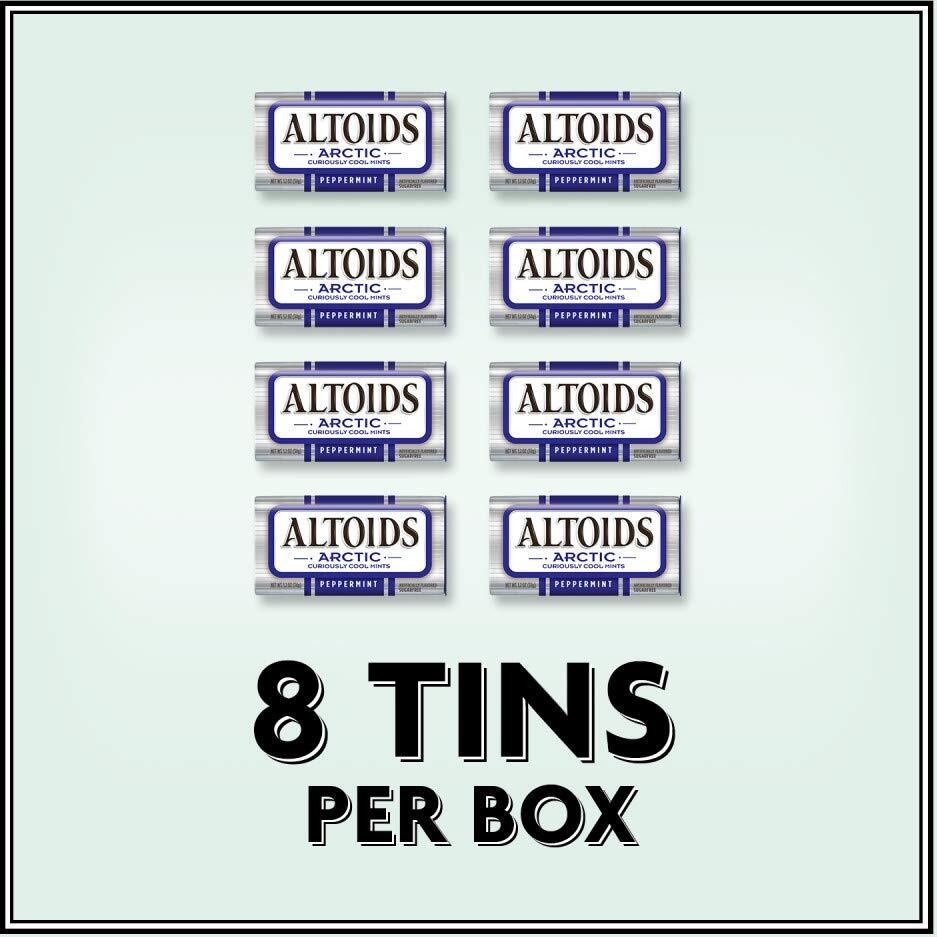 Altoids Arctic Peppermint Breath Mints Hard Candy Bulk, 1.2 Oz Tin (Pack Of 8)