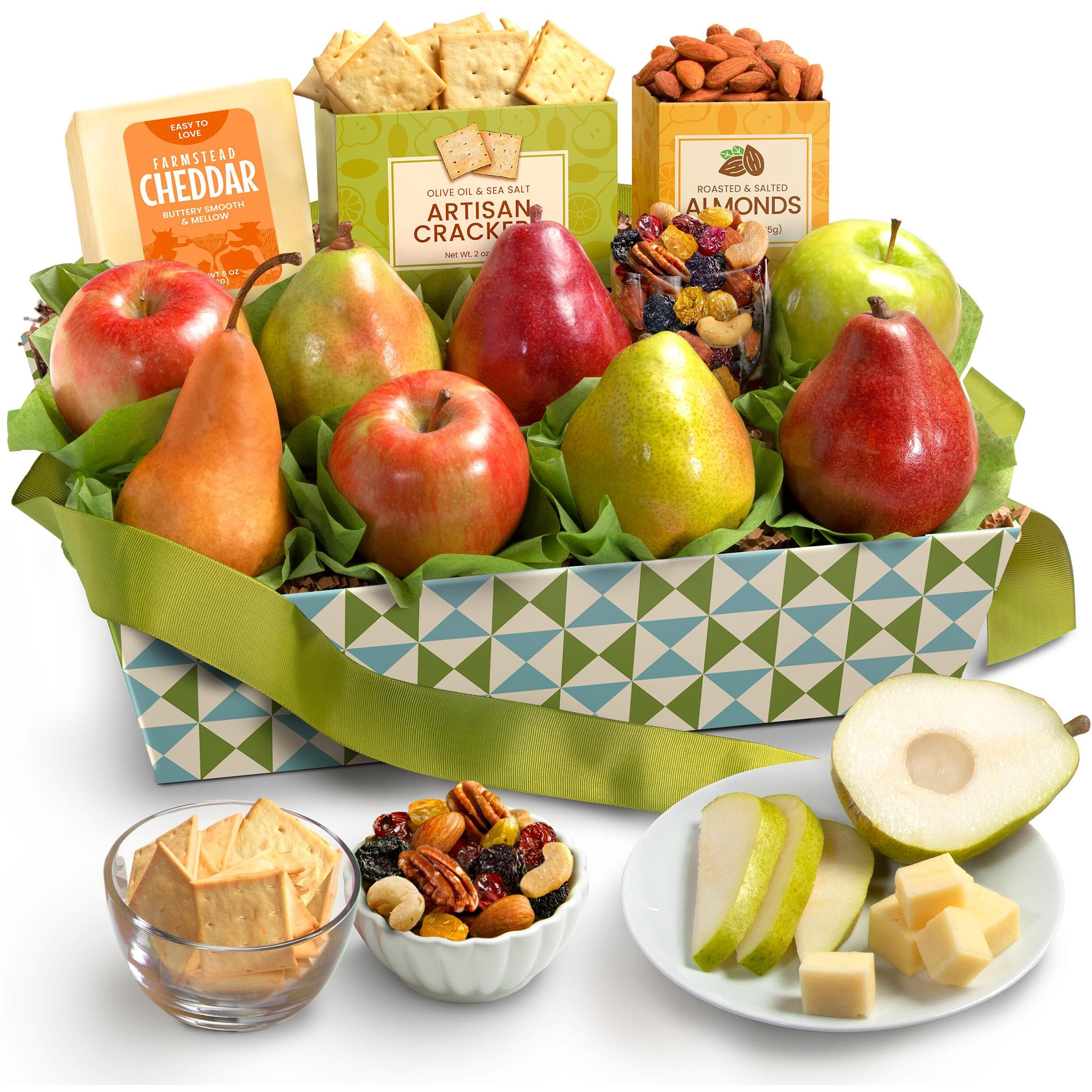 A Gift Inside Classic Fresh Fruit Basket Gift With Crackers, Cheese And Nuts For Holiday, Thank You, Birthday, Get Well, Anniversary, Corporate