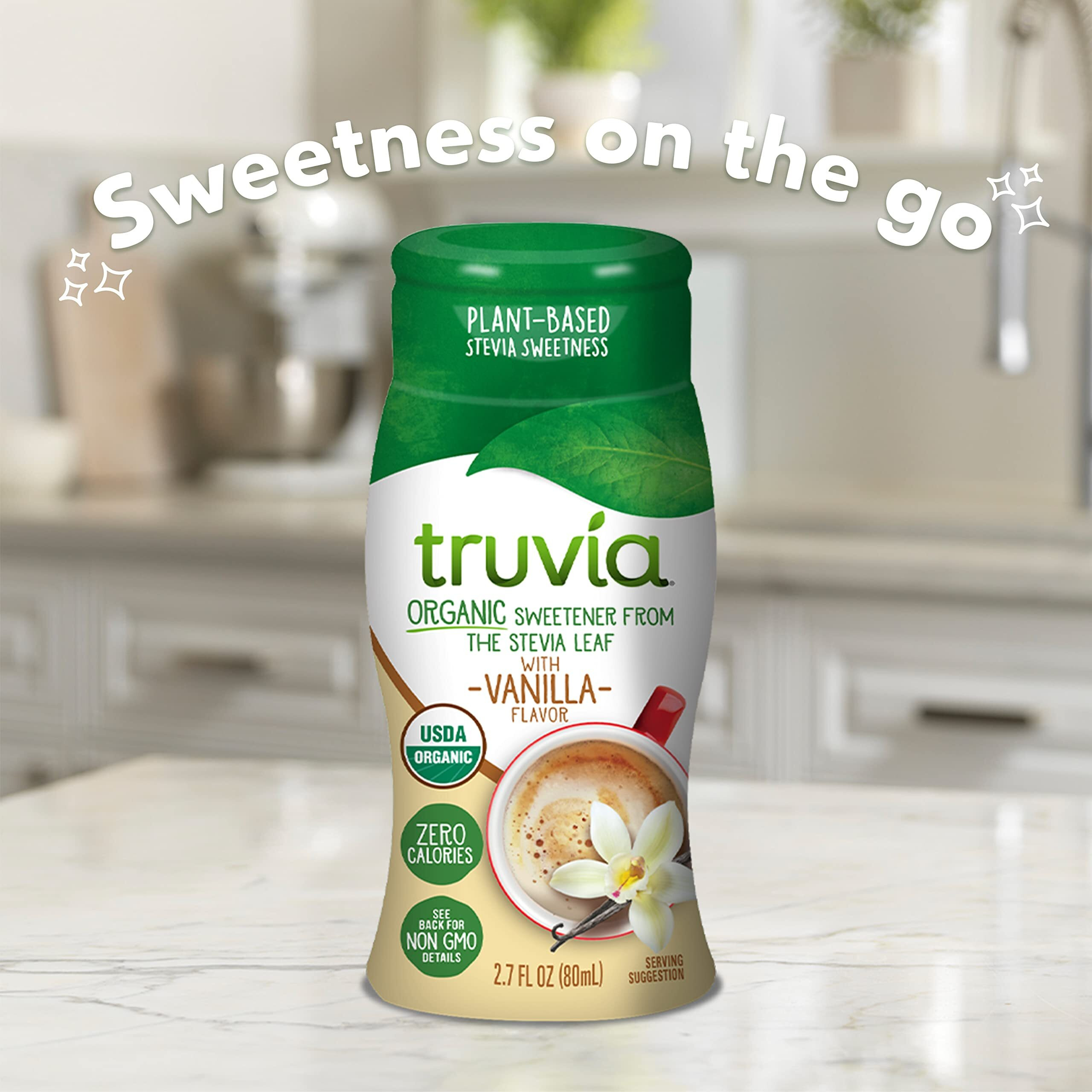 Truvia Organic Zero-Calorie Liquid Stevia Sweetener, 2.7 Fluid Ounce Bottle, Vanilla Flavor