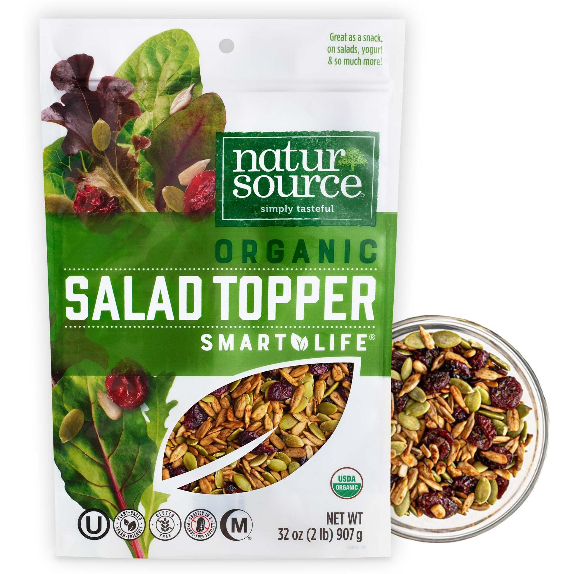 Natursource Organic Salad Topper - Salad Toppings, Salad Mix, Salad Toppers Seeds And Cranberries, Crunchy, Mixed Seeds For Salad, Oatmeal Or Yogurt, Natural, Gluten Free, Organic - 32 Oz (2 Lb)